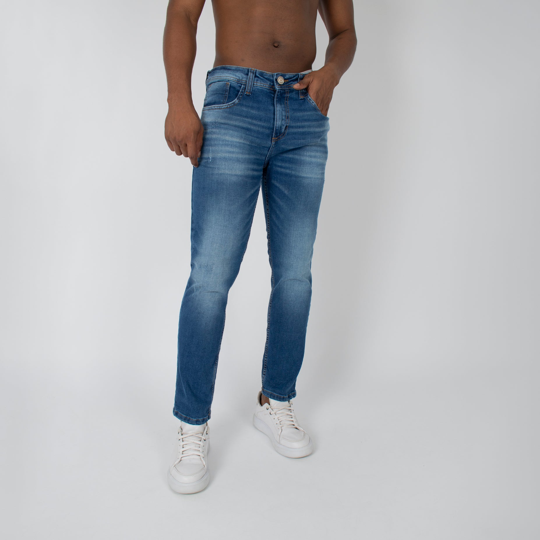 Jean hombre recto azul