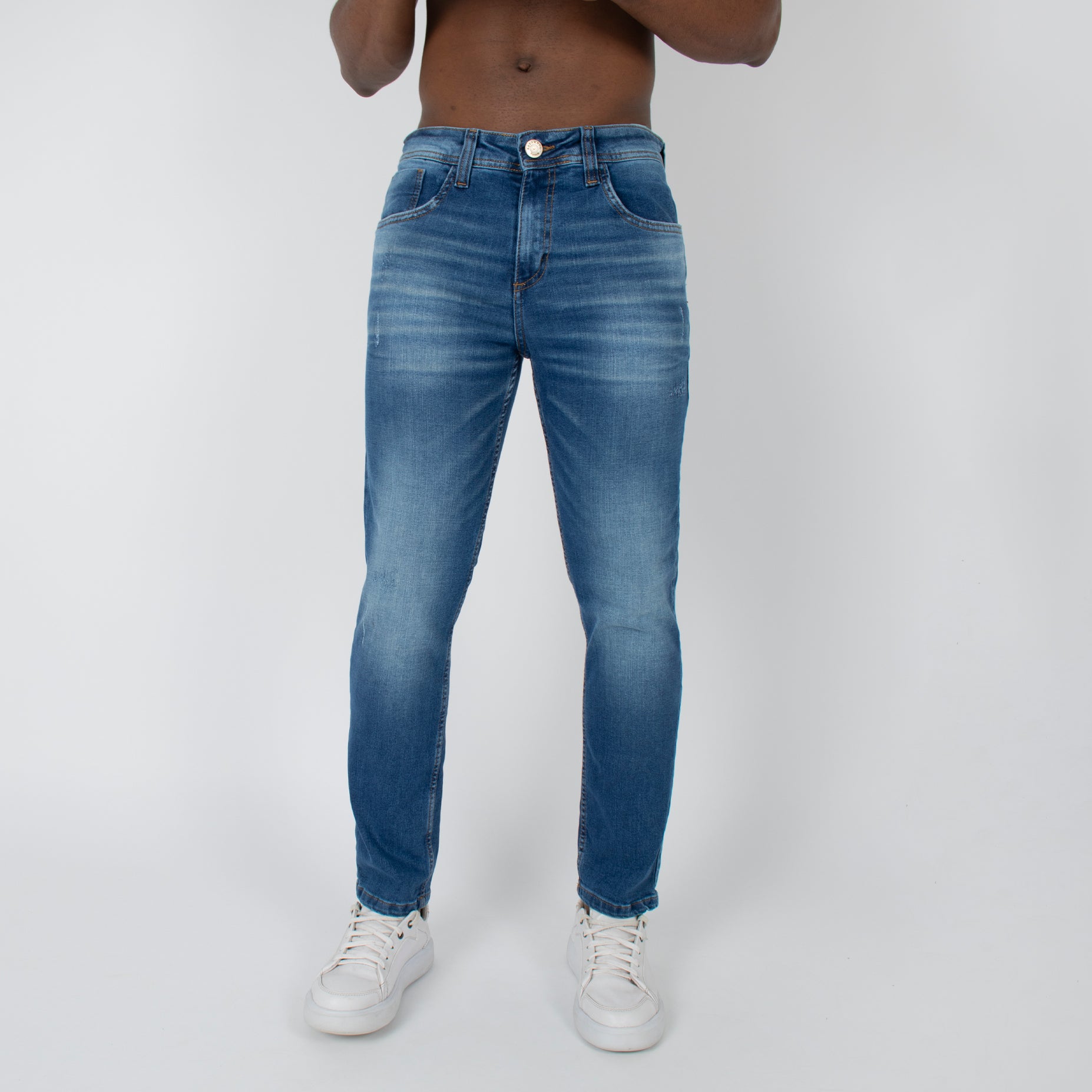 Jean hombre recto azul