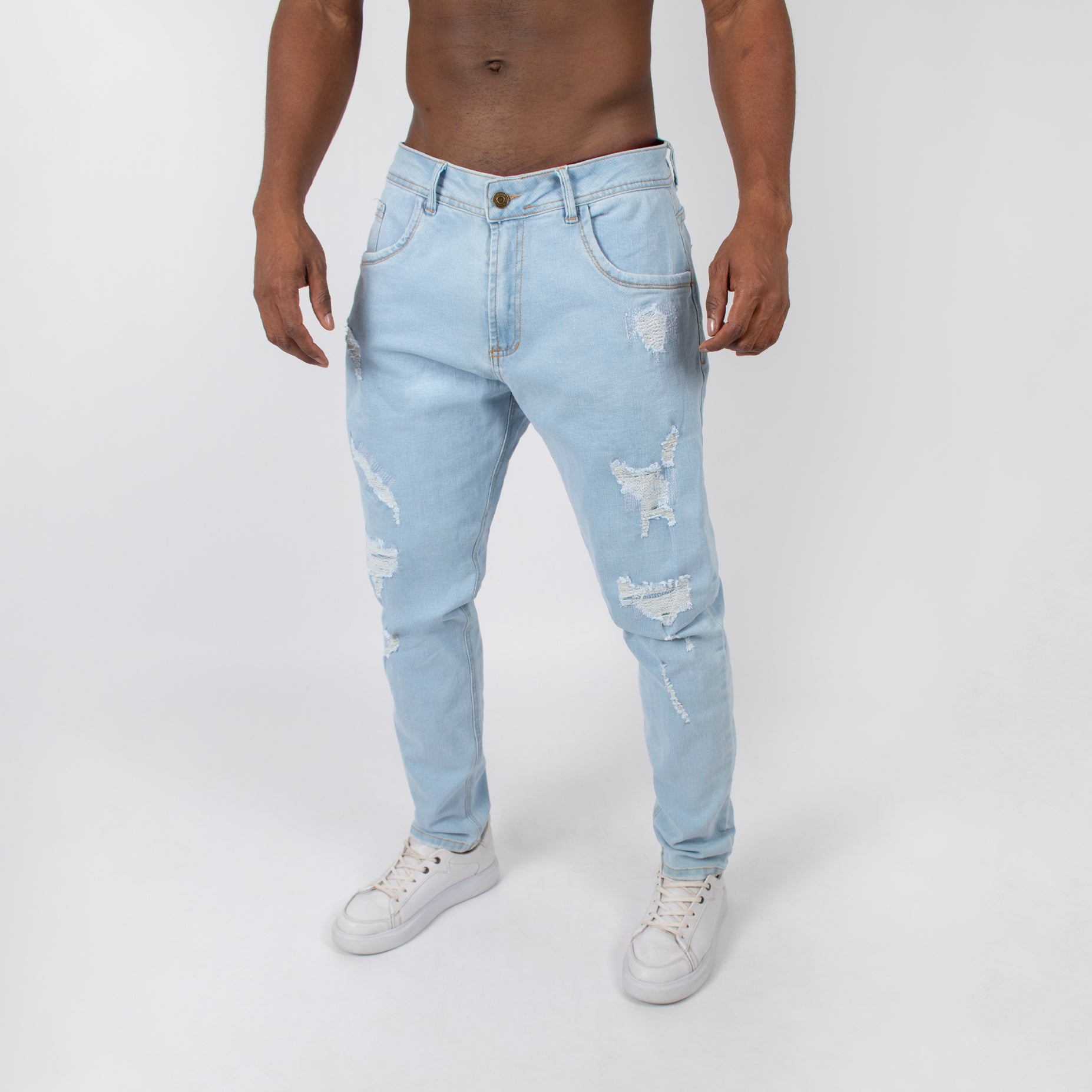 Jean hombre skinny azul con rotos