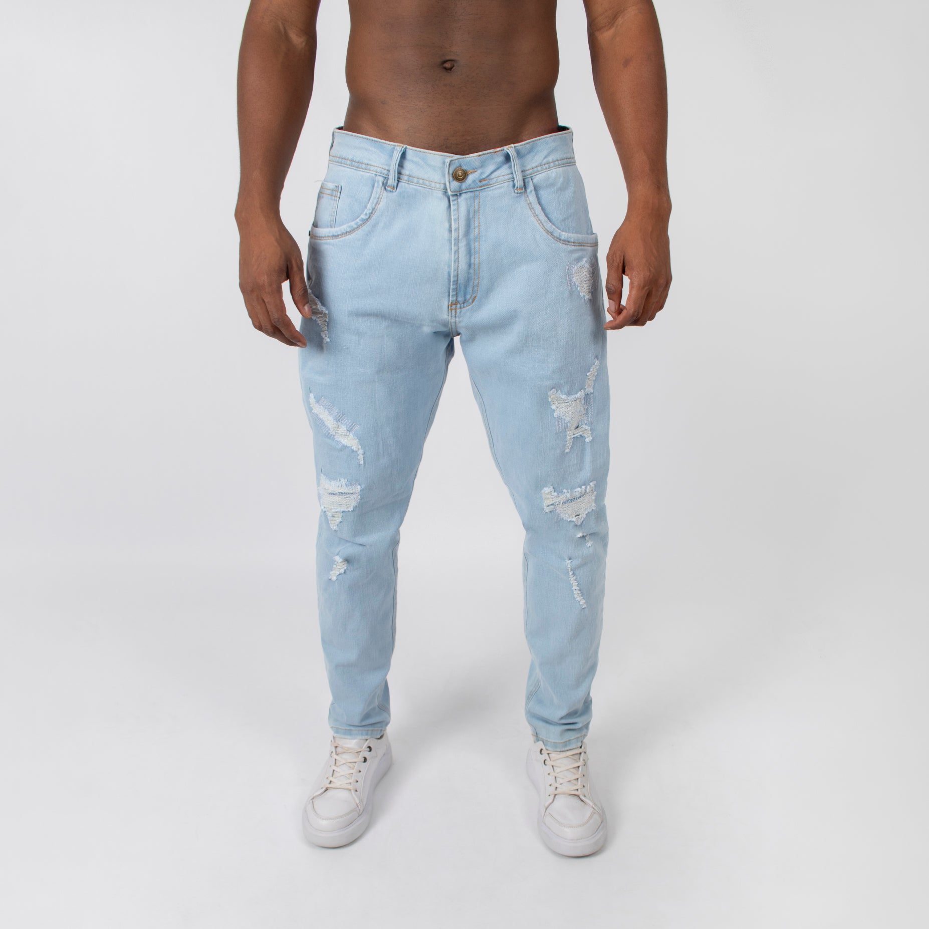 Jean hombre skinny azul con rotos