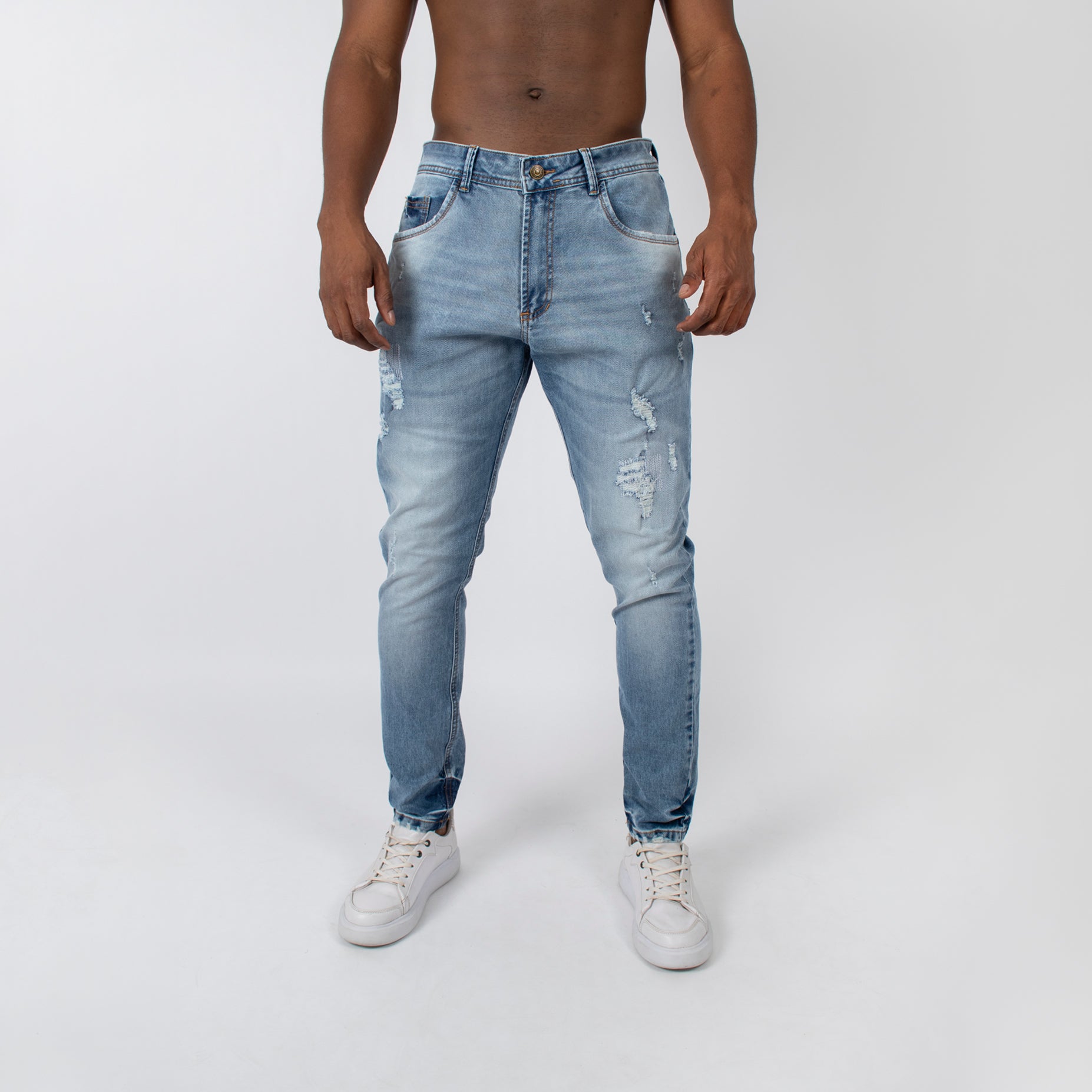Jean hombre skinny azul con rotos