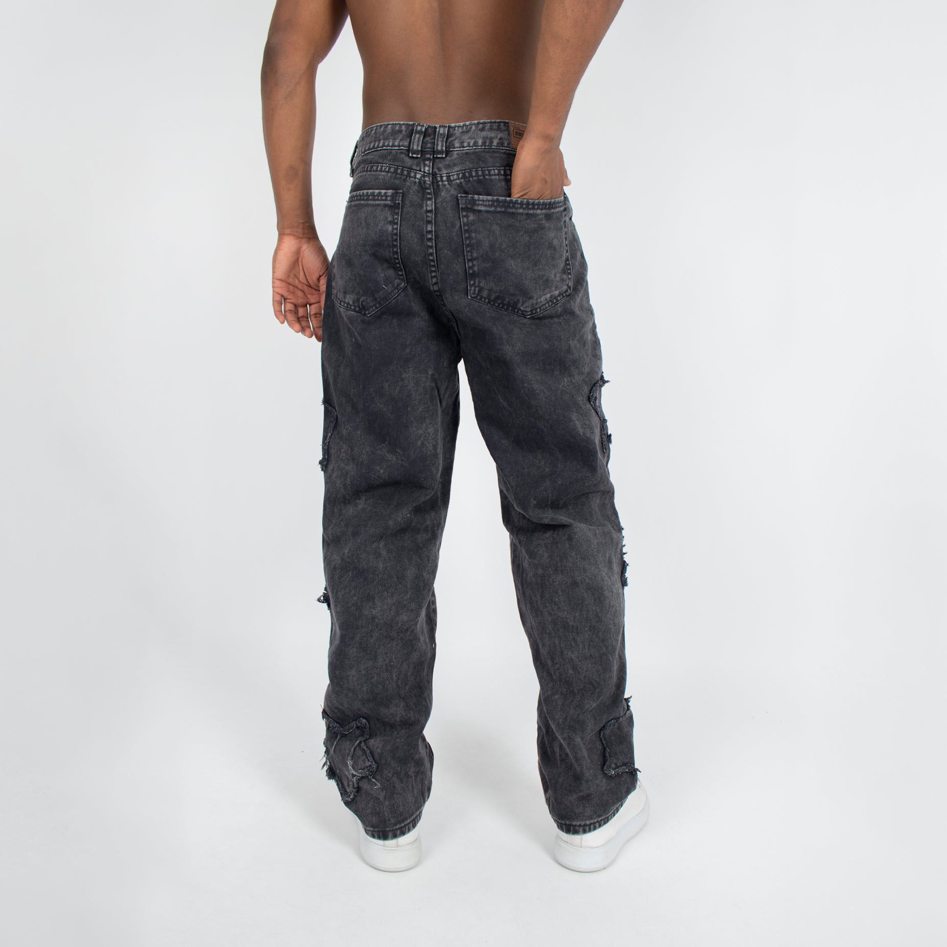 Jean hombre ancho negro humo