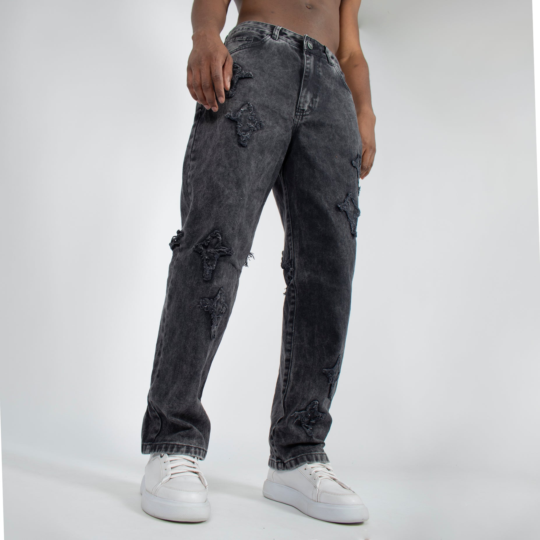 Jean hombre desmechado negro