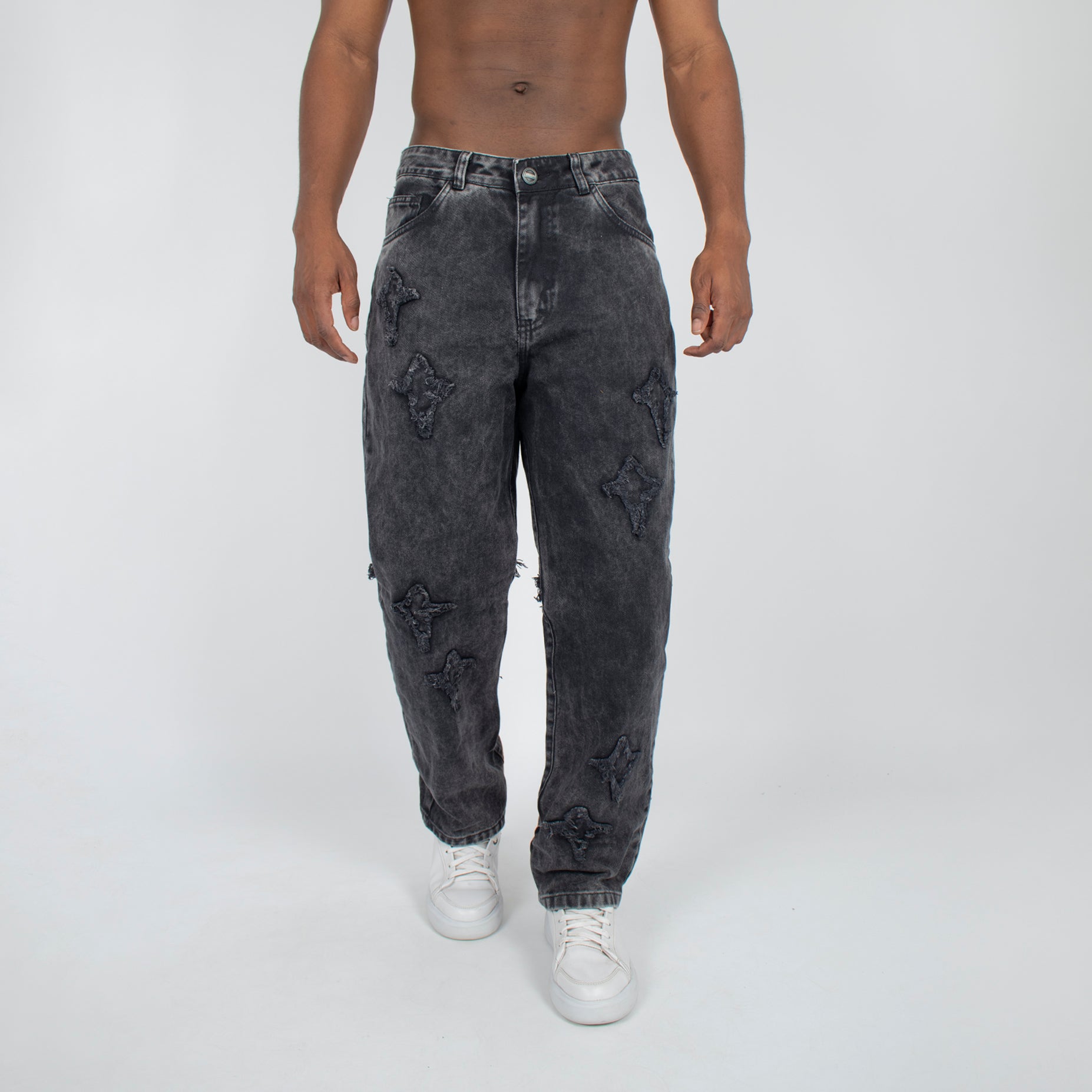 Jean hombre desmechado negro