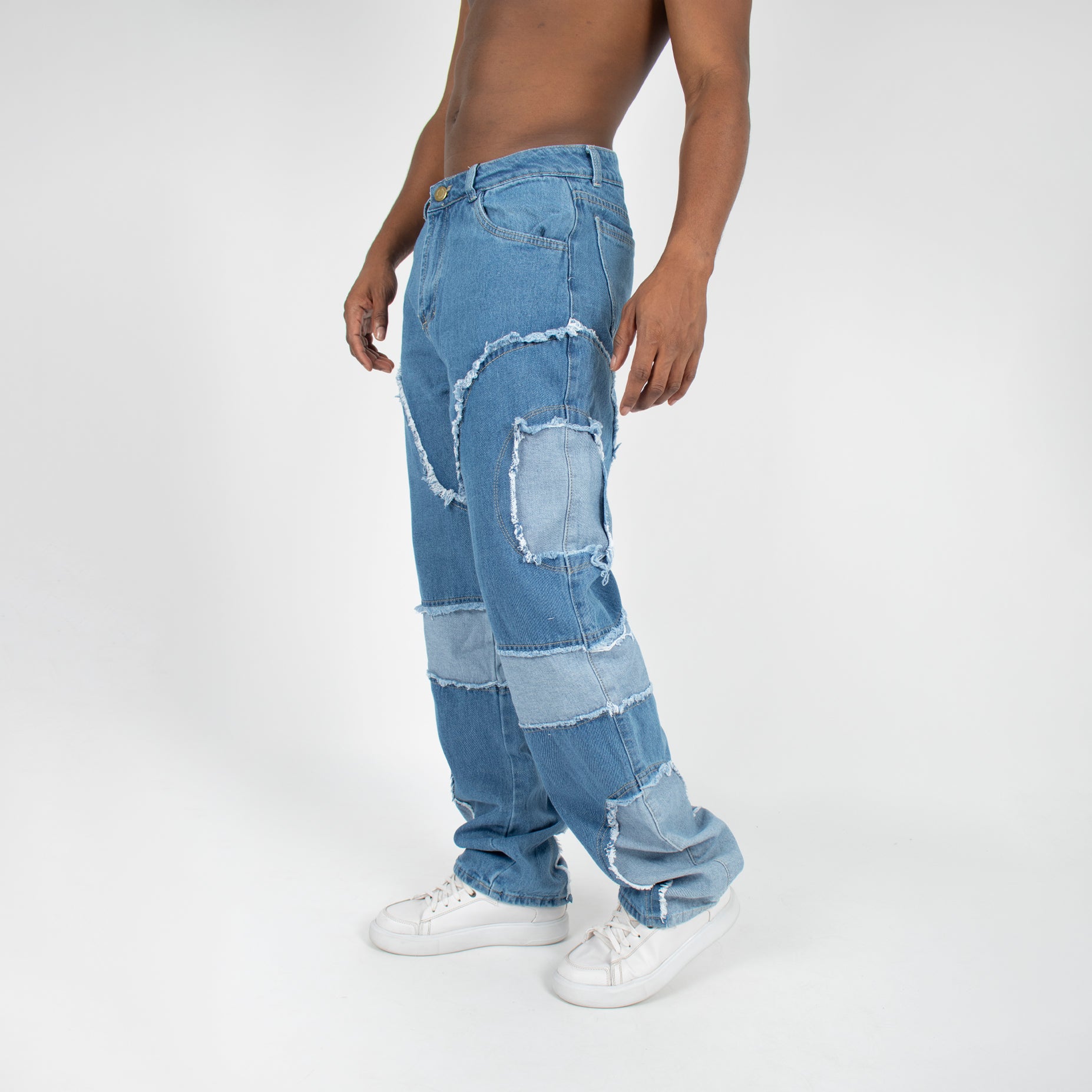 Jean hombre desmechado azul