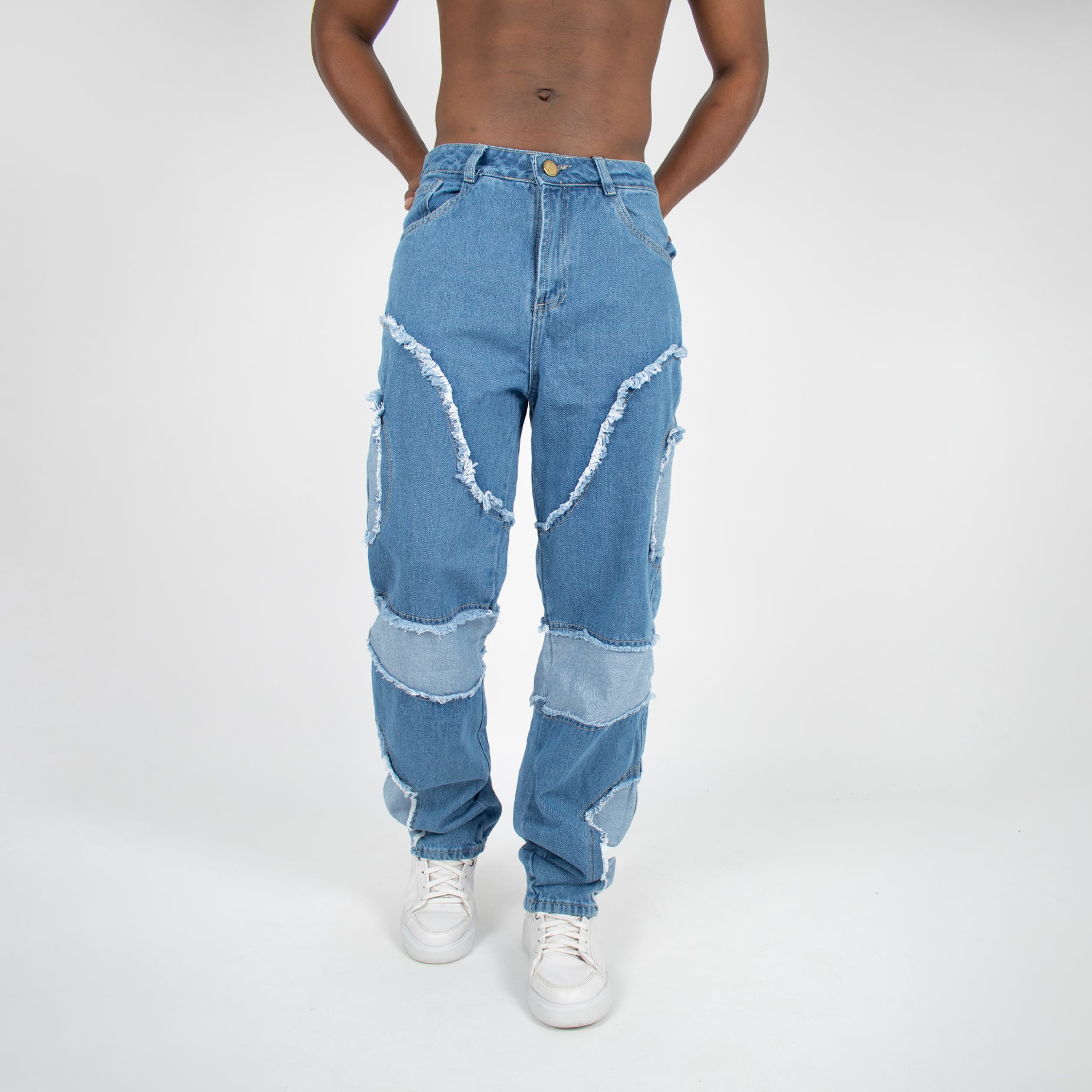 Jean hombre desmechado azul