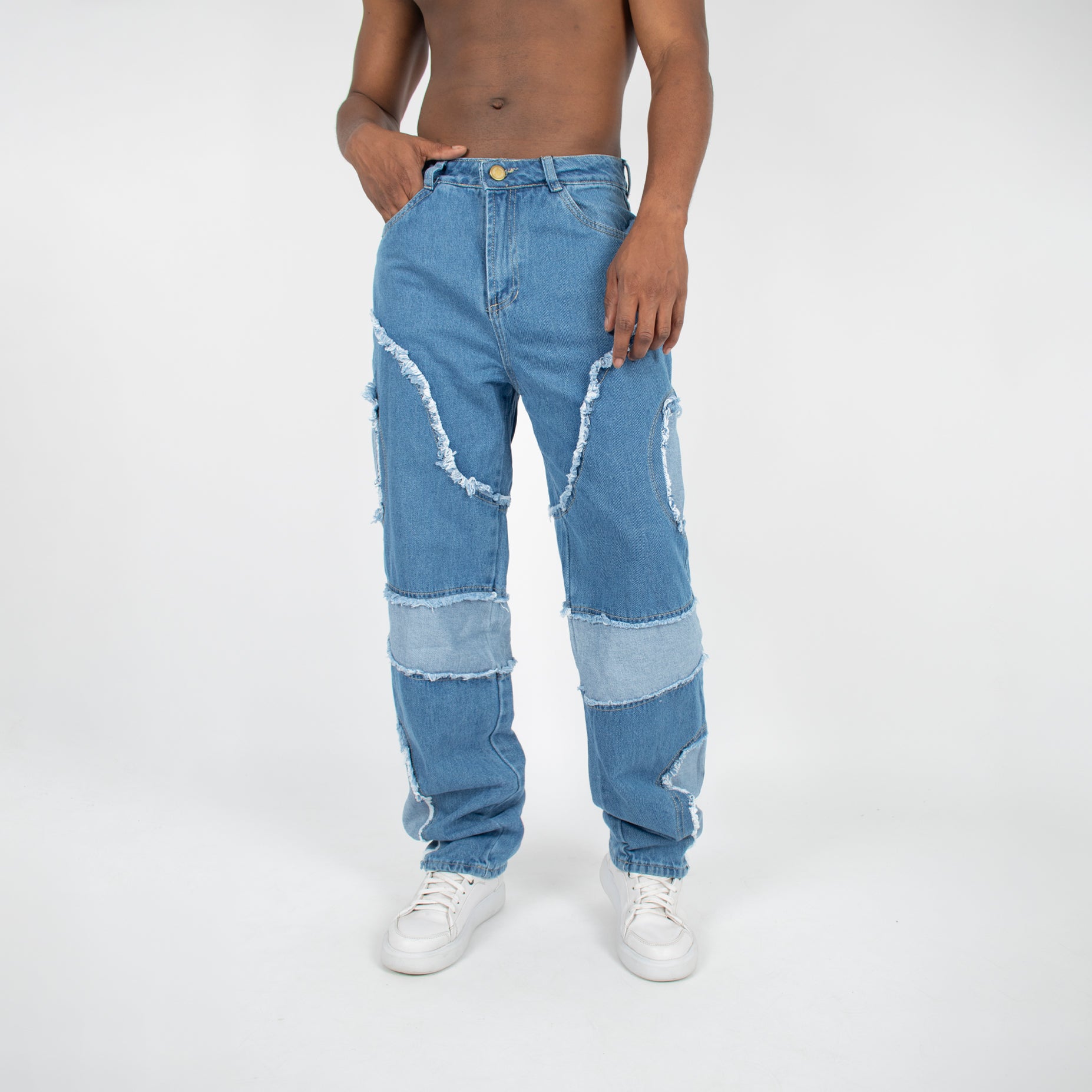 Jean hombre desmechado azul