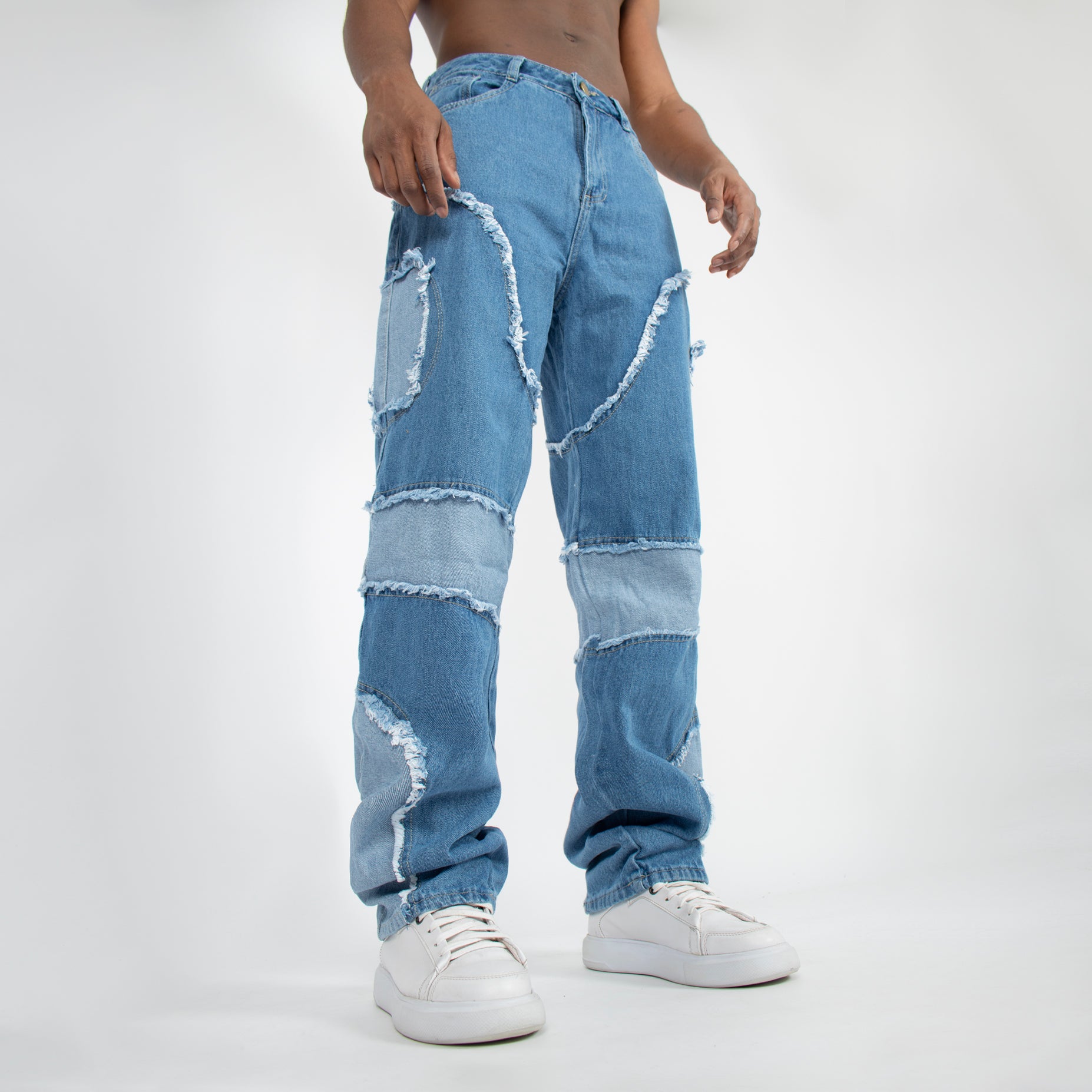 Jean hombre desmechado azul