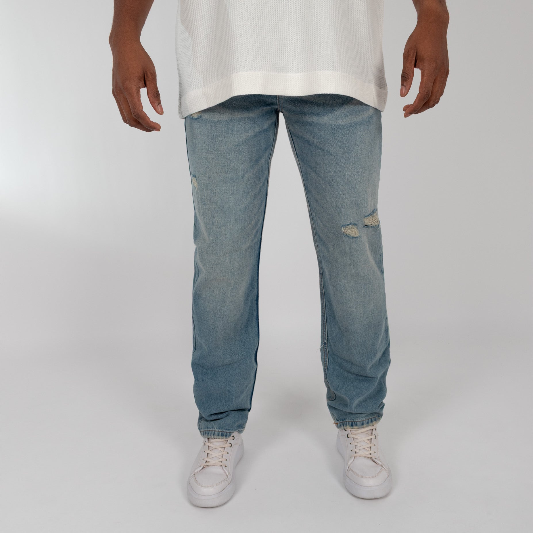 Jean hombre recto desgaste azul