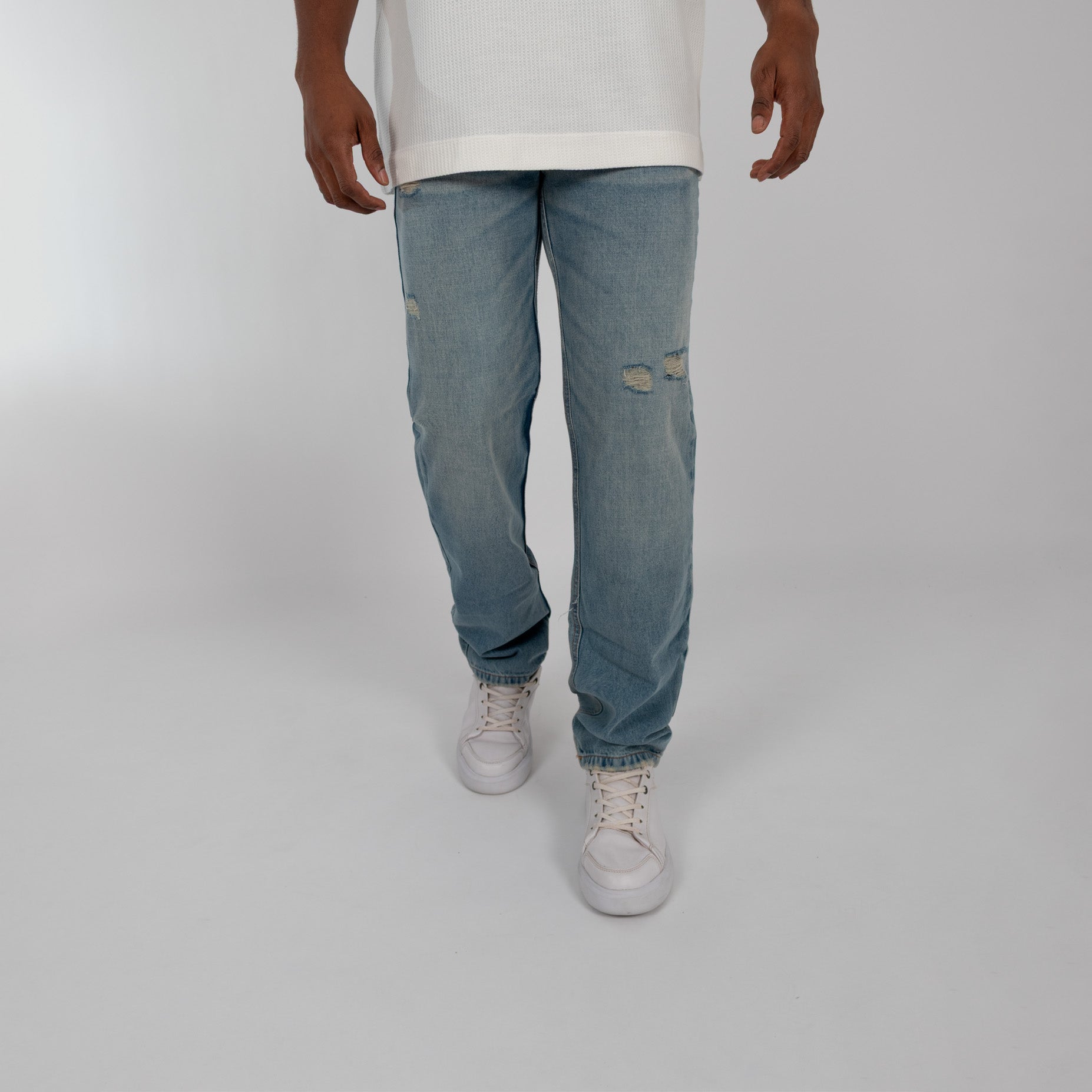 Jean hombre recto desgaste azul