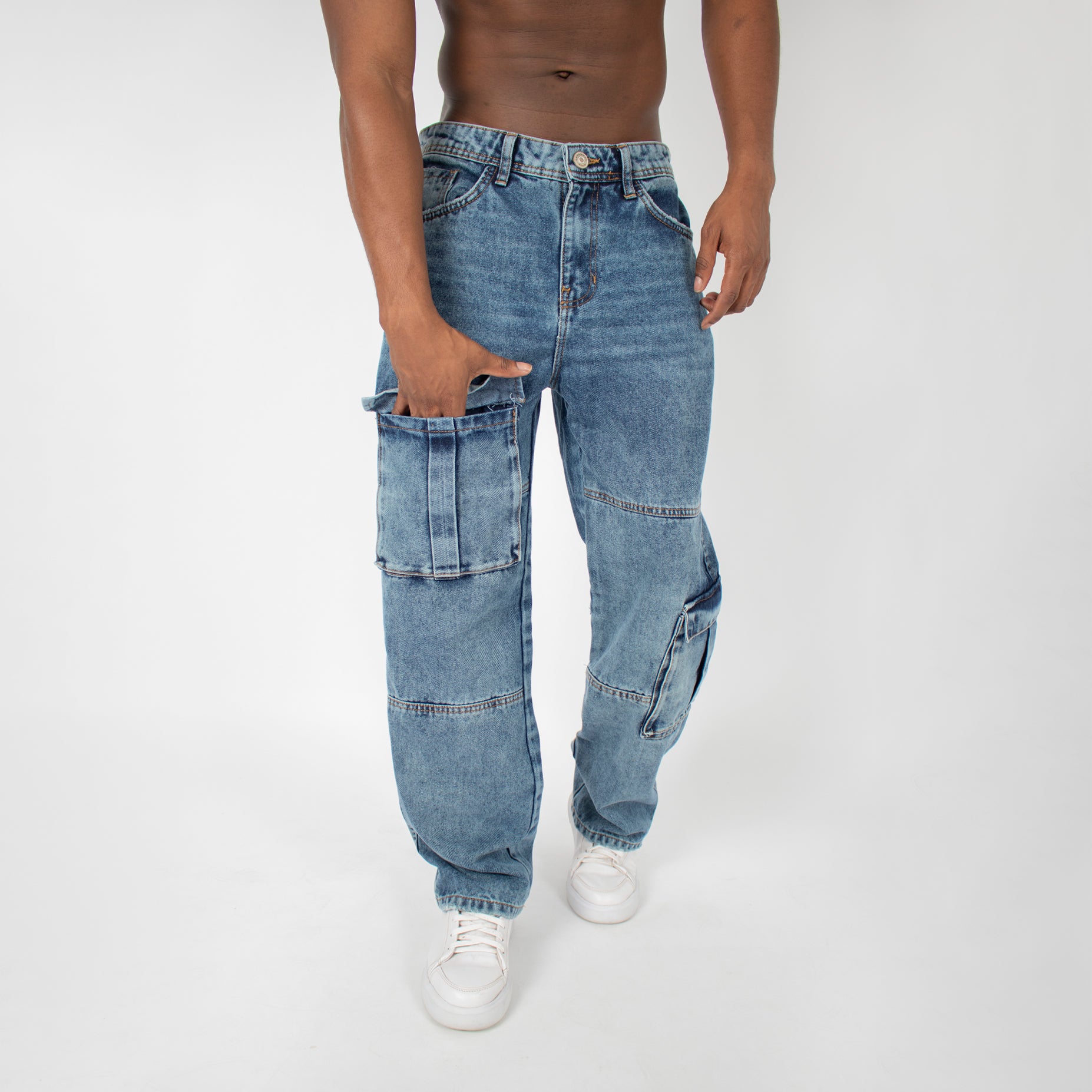 Jean hombre cargo claro