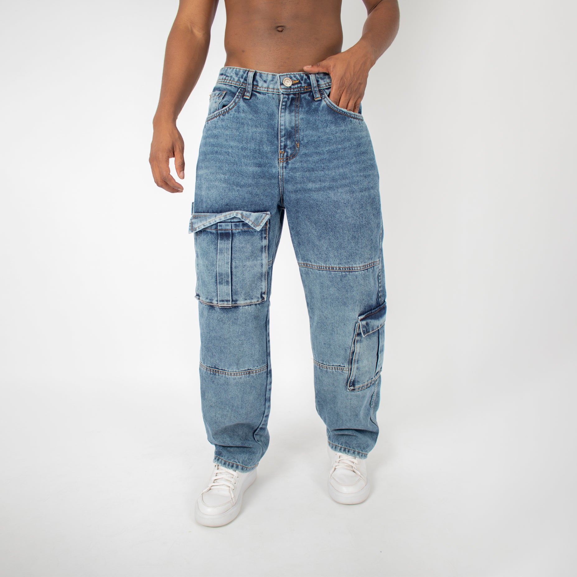 Jean hombre cargo claro