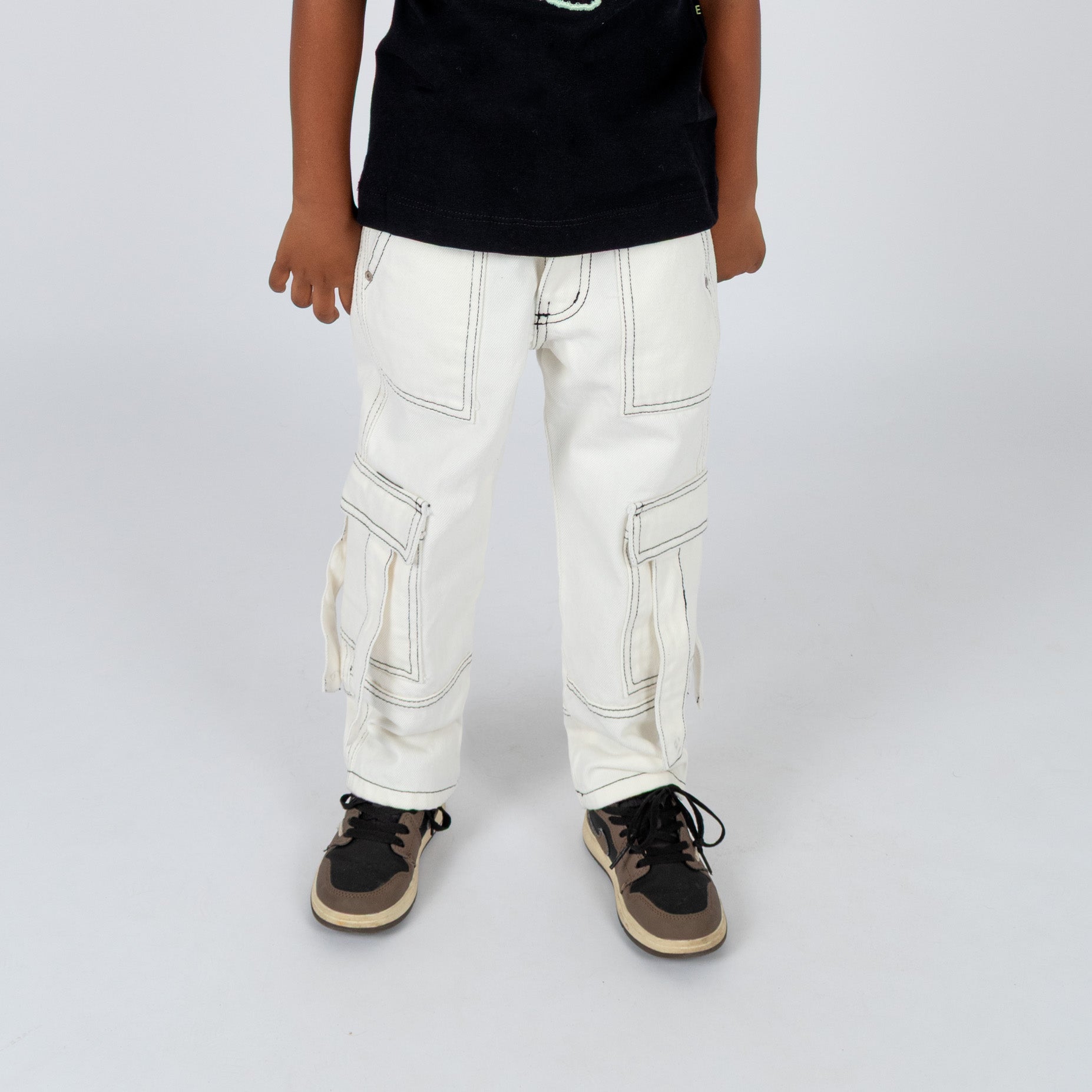 Jean cargo niño blanco