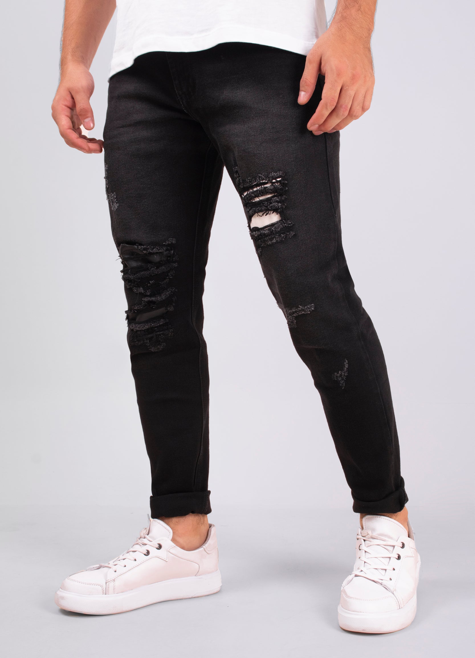 JEAN HOMBRE GRIS OSCURO ROTOS