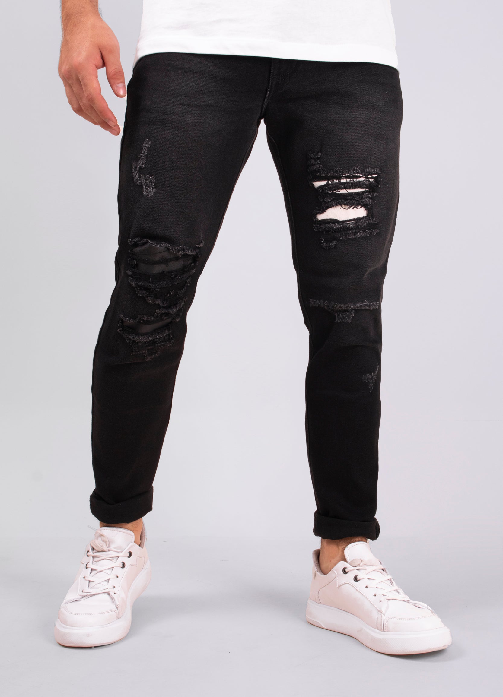 JEAN HOMBRE GRIS OSCURO ROTOS