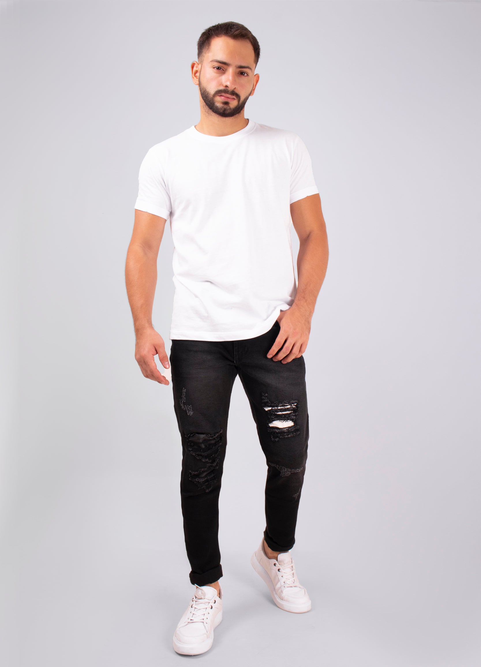 JEAN HOMBRE GRIS OSCURO ROTOS