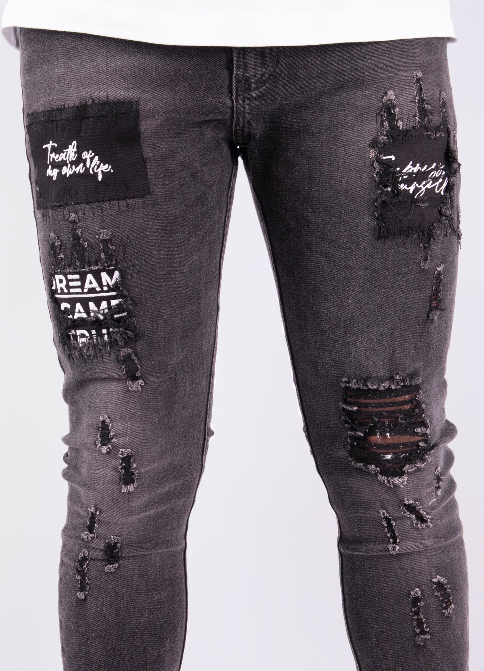 Jean hombre gris bordado