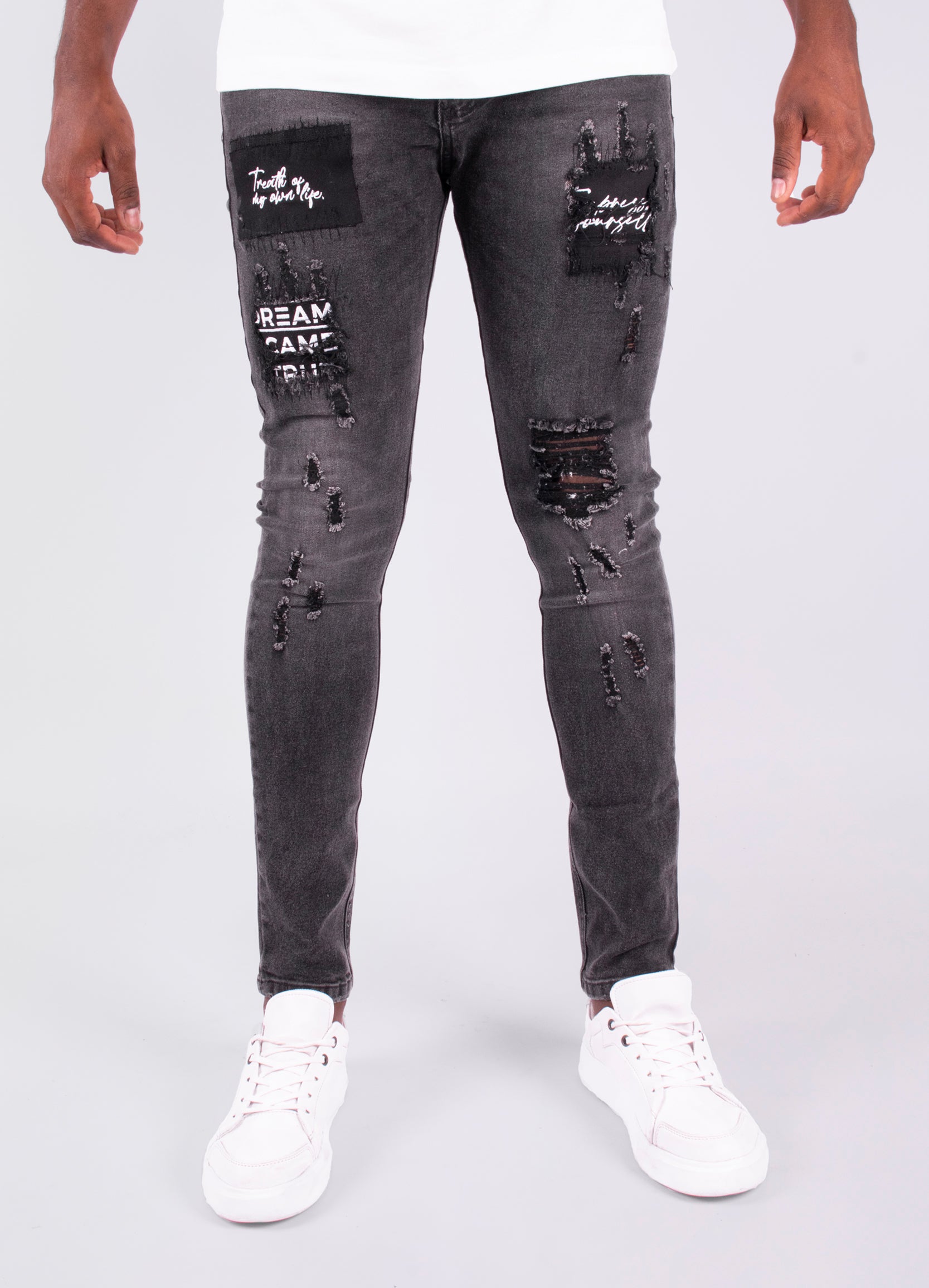 Jean hombre gris bordado