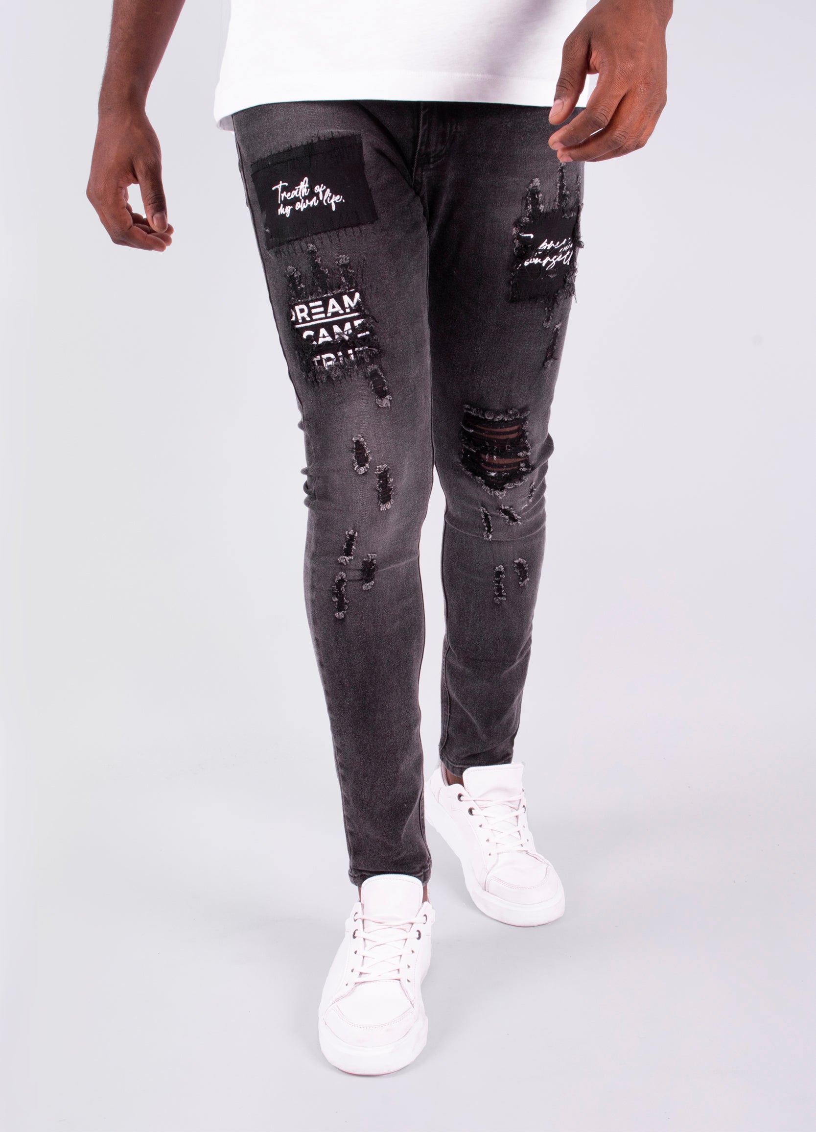 Jean hombre gris bordado