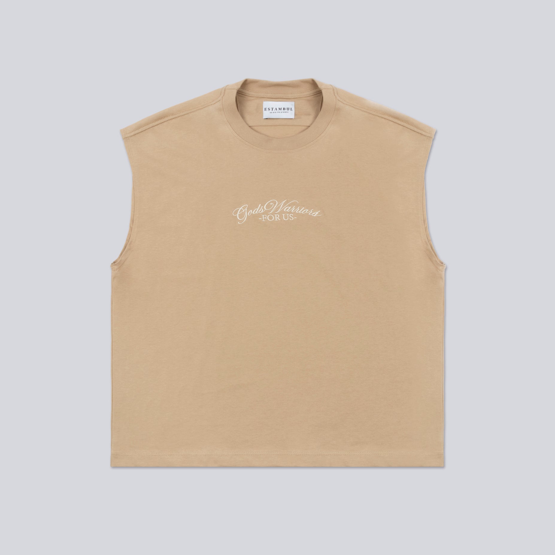 Camisilla hombre bordada camel