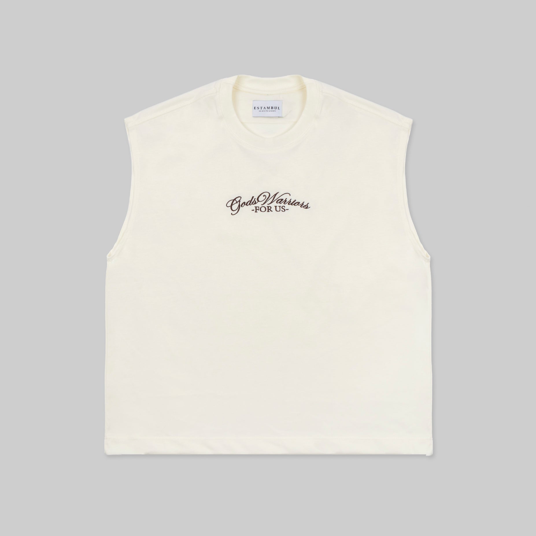 Camisilla hombre bordada crudo
