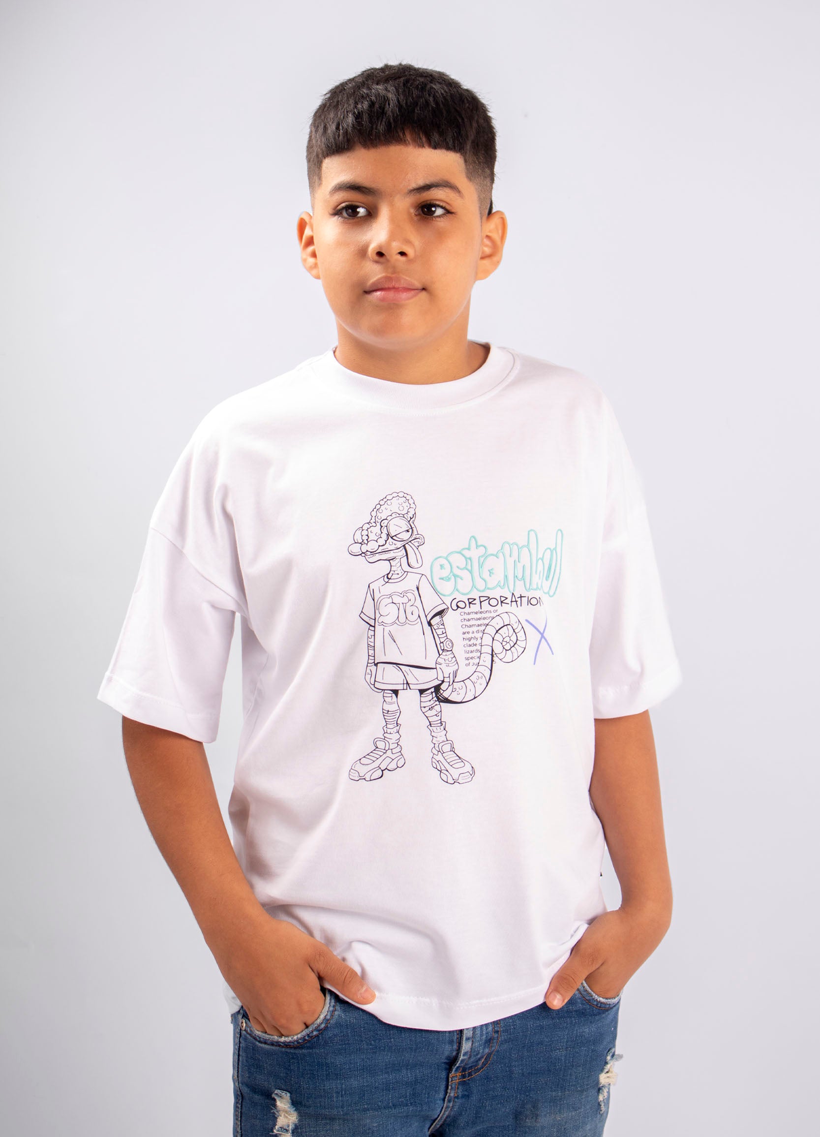 Oversize niño estampada Camaleon