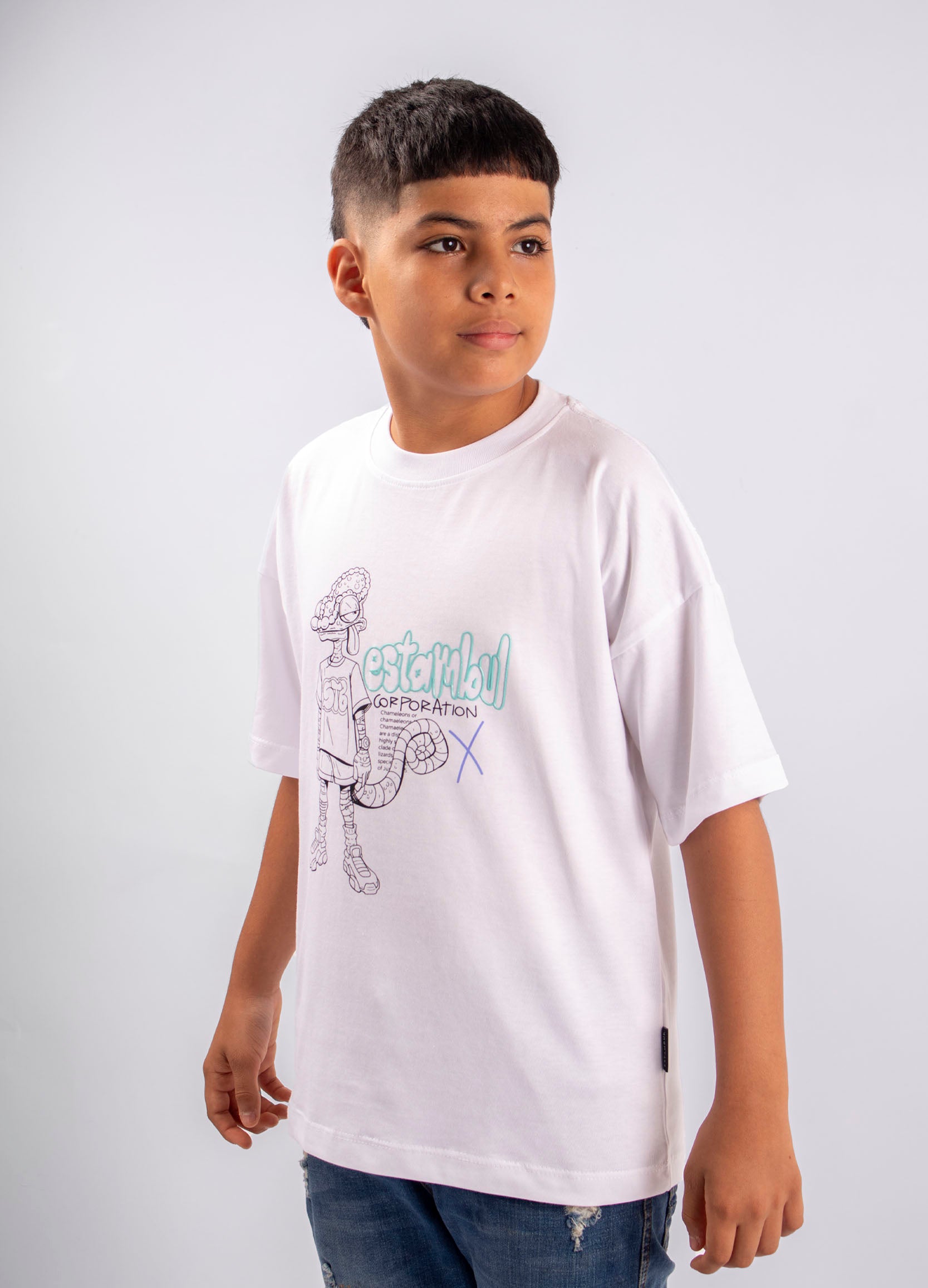 Oversize niño estampada Camaleon