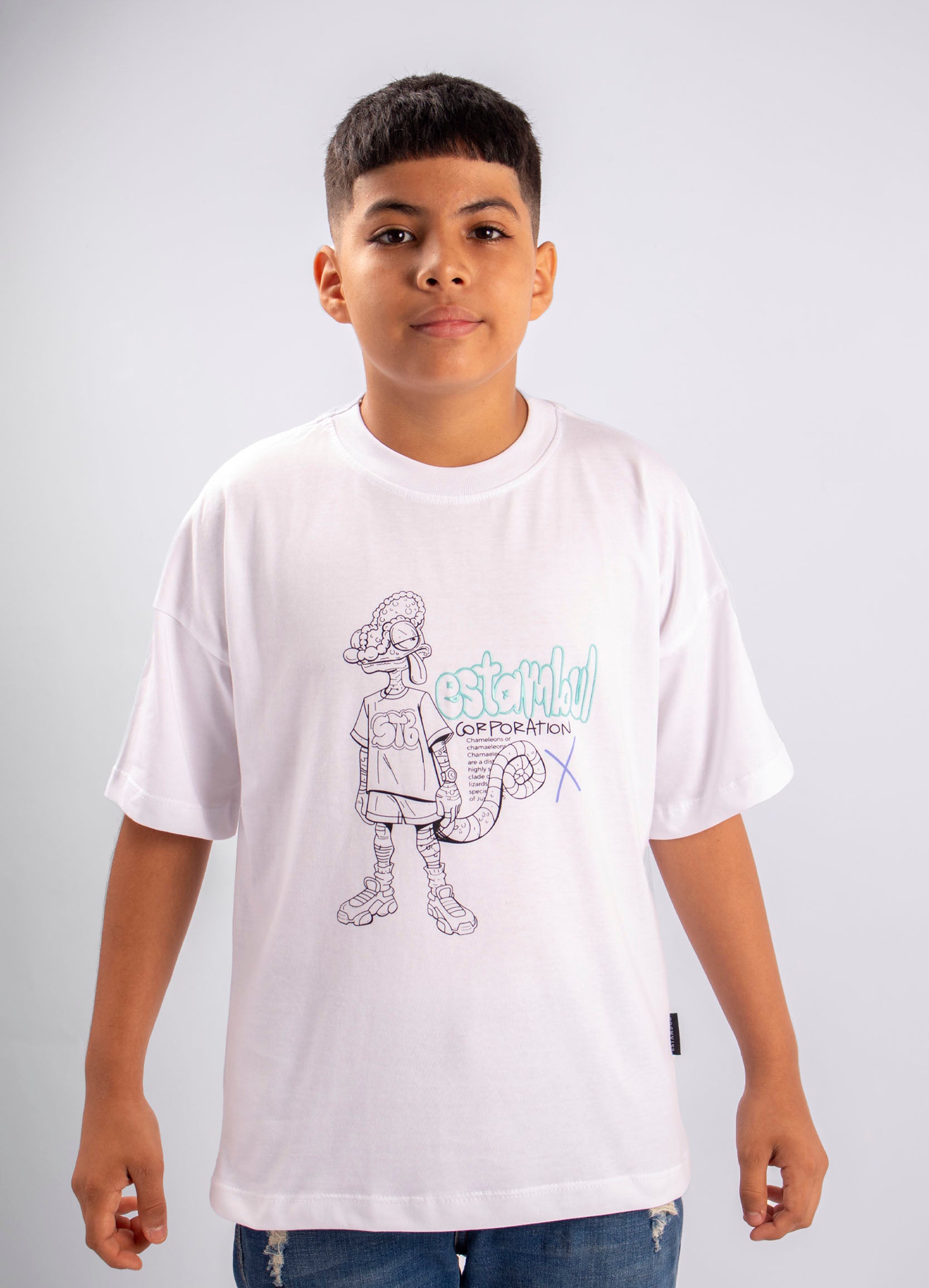 Oversize niño estampada Camaleon