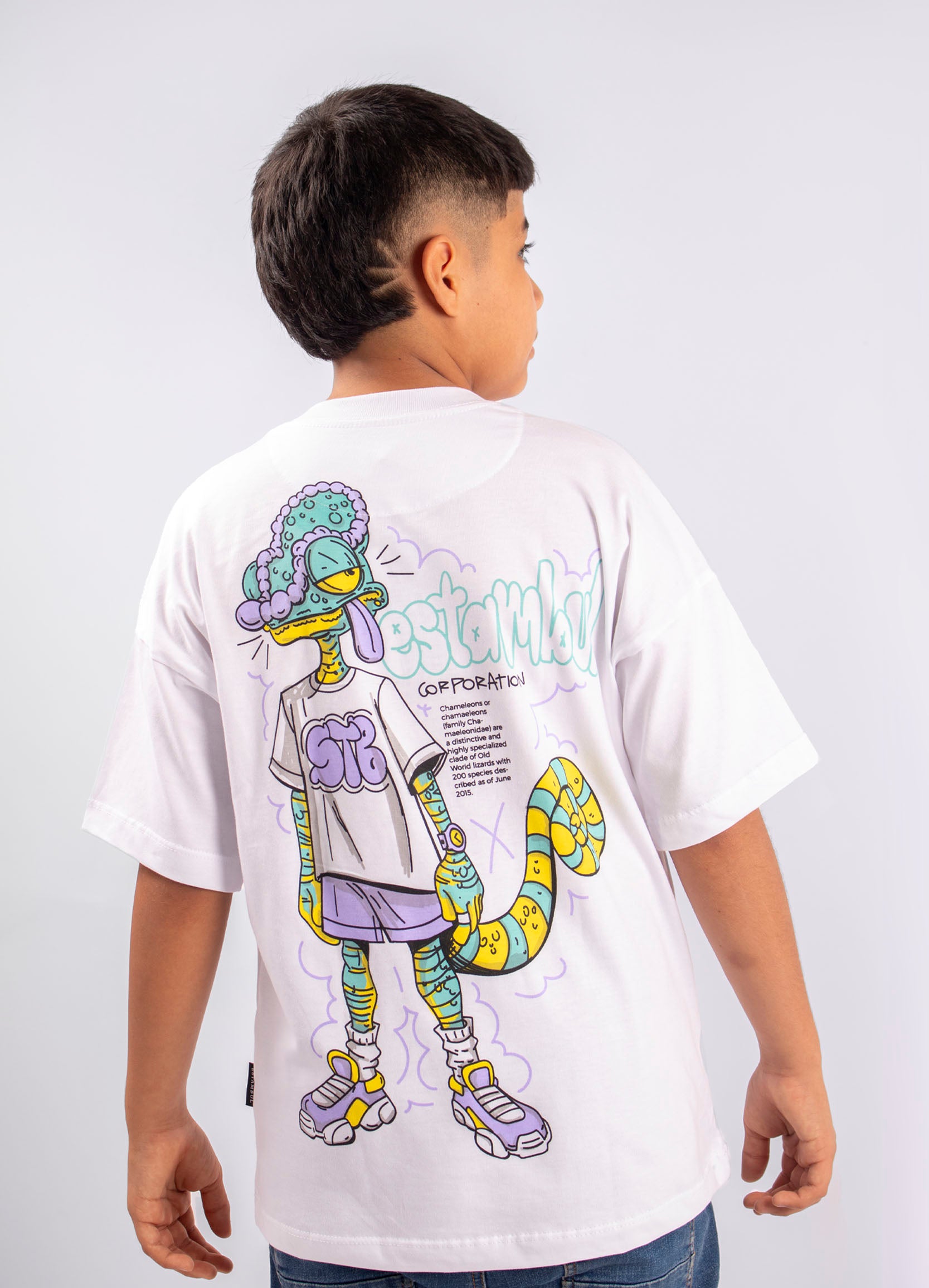 Oversize niño estampada Camaleon