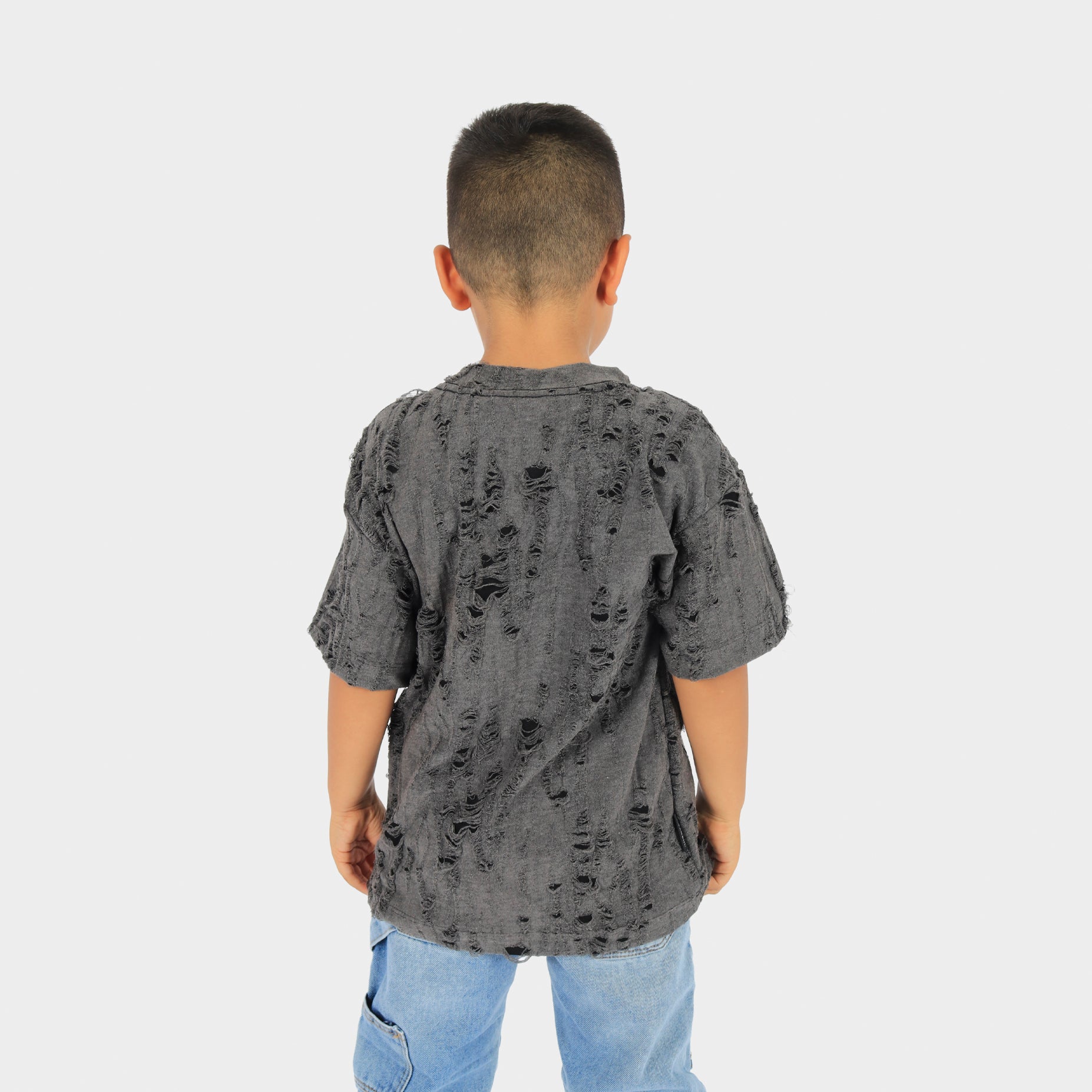 Oversize niño rotos gris oscura