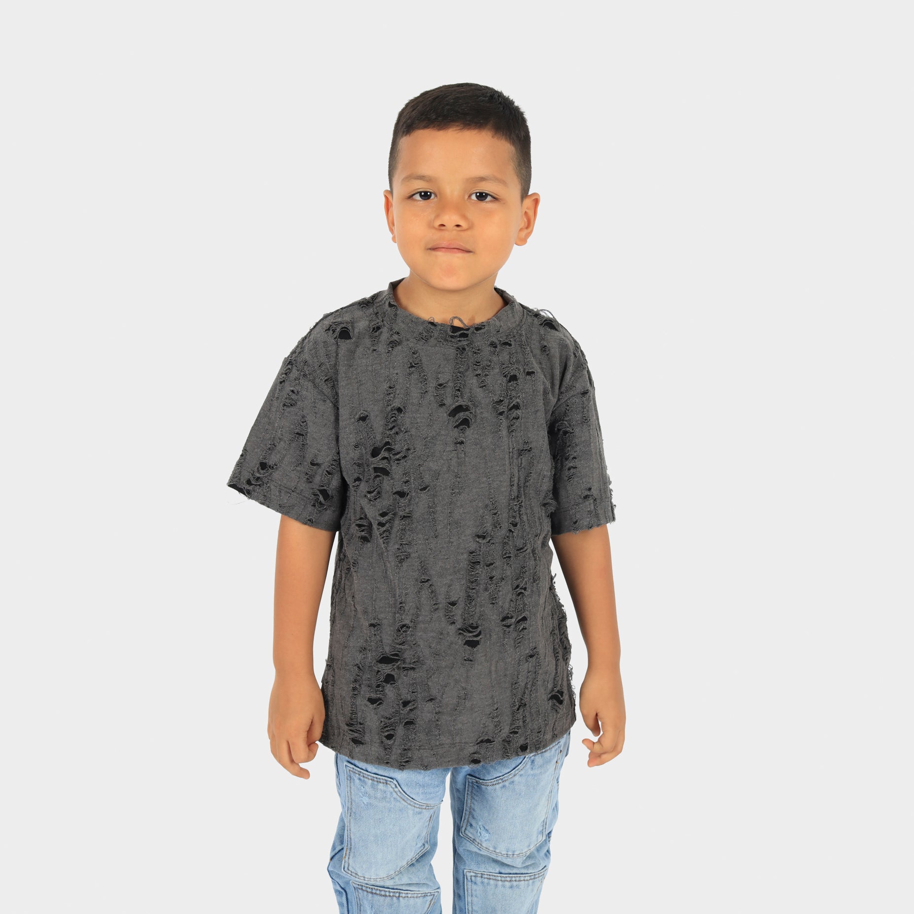 Oversize niño rotos gris oscura