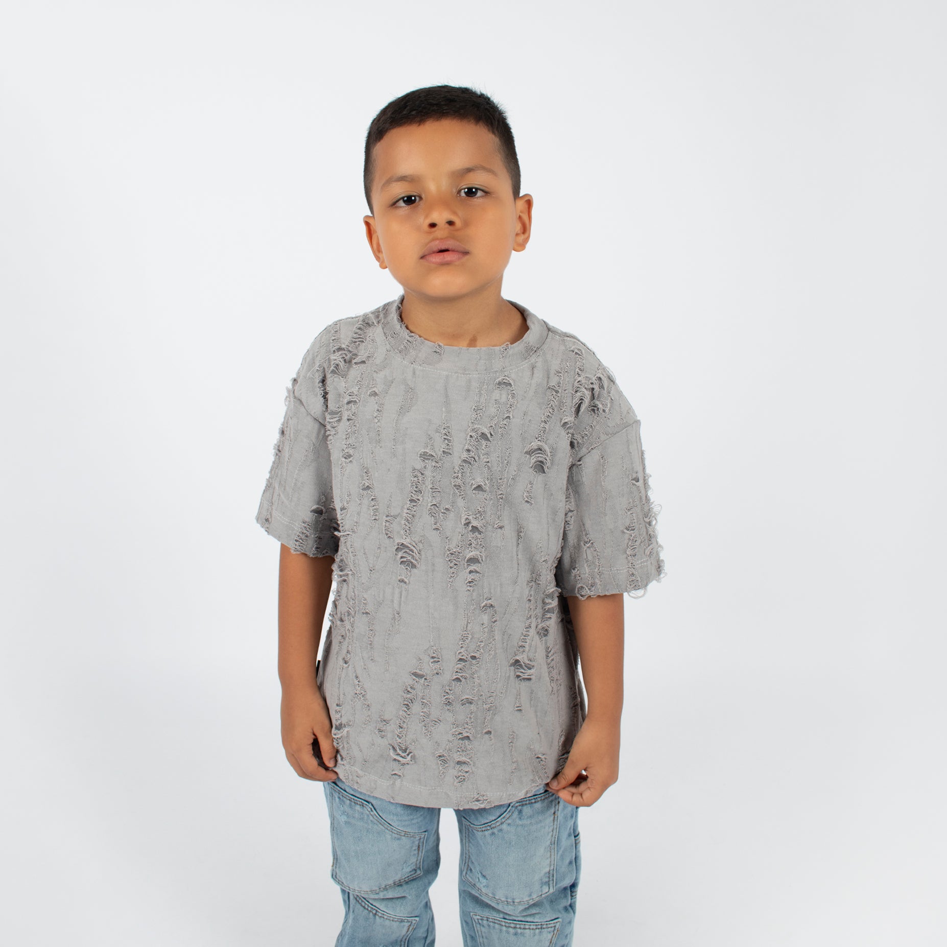 Oversize niño rotos gris
