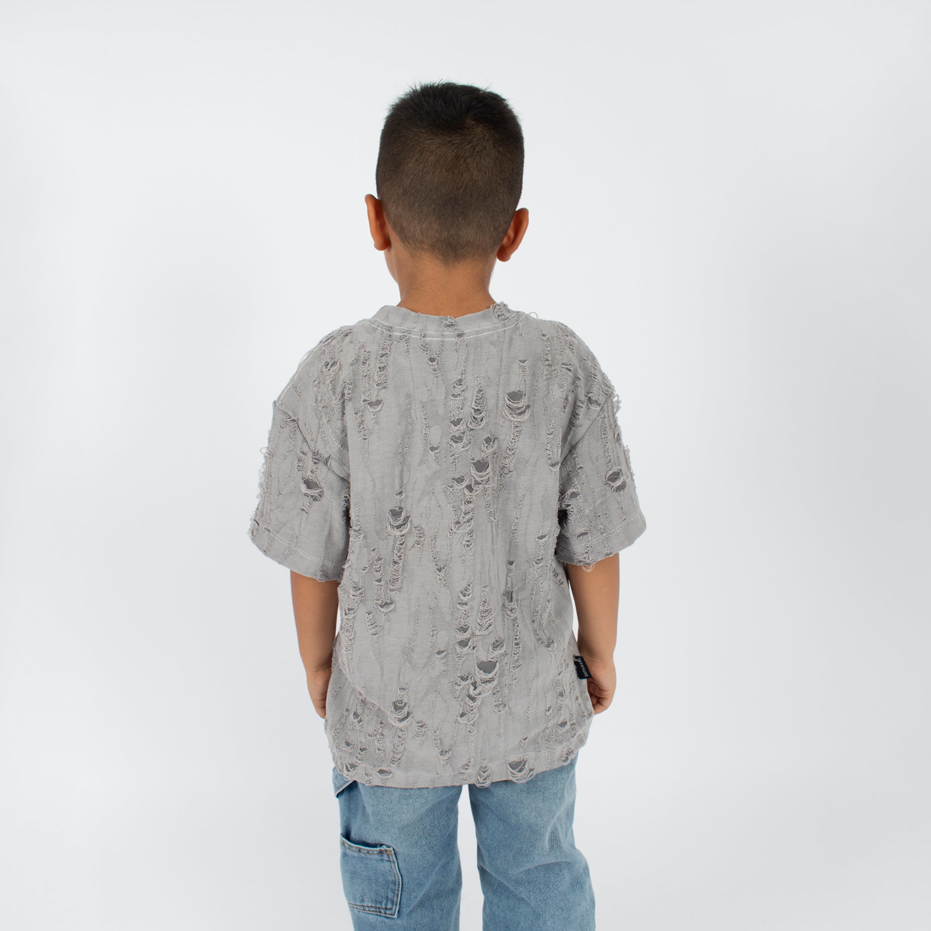 Oversize niño rotos gris