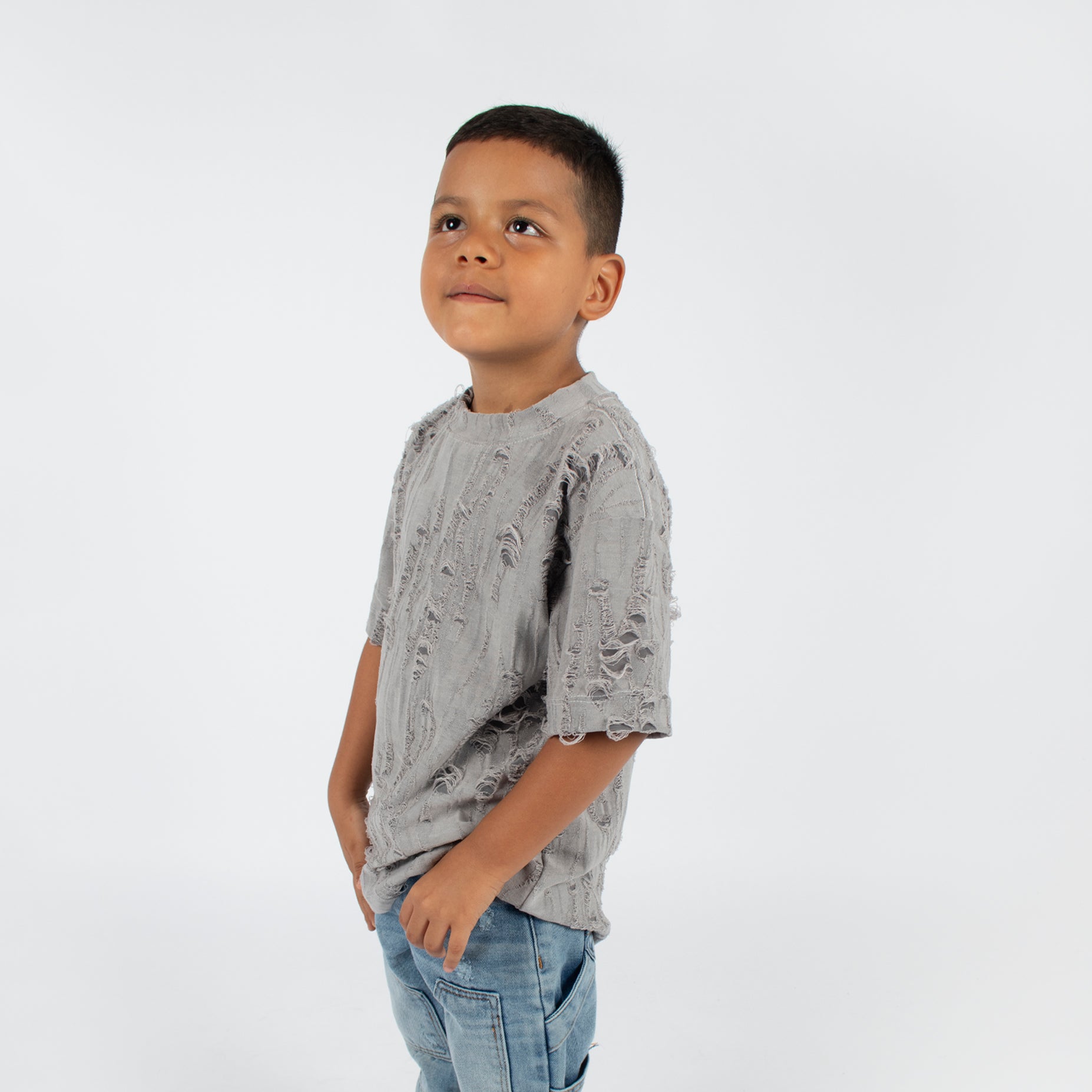 Oversize niño rotos gris