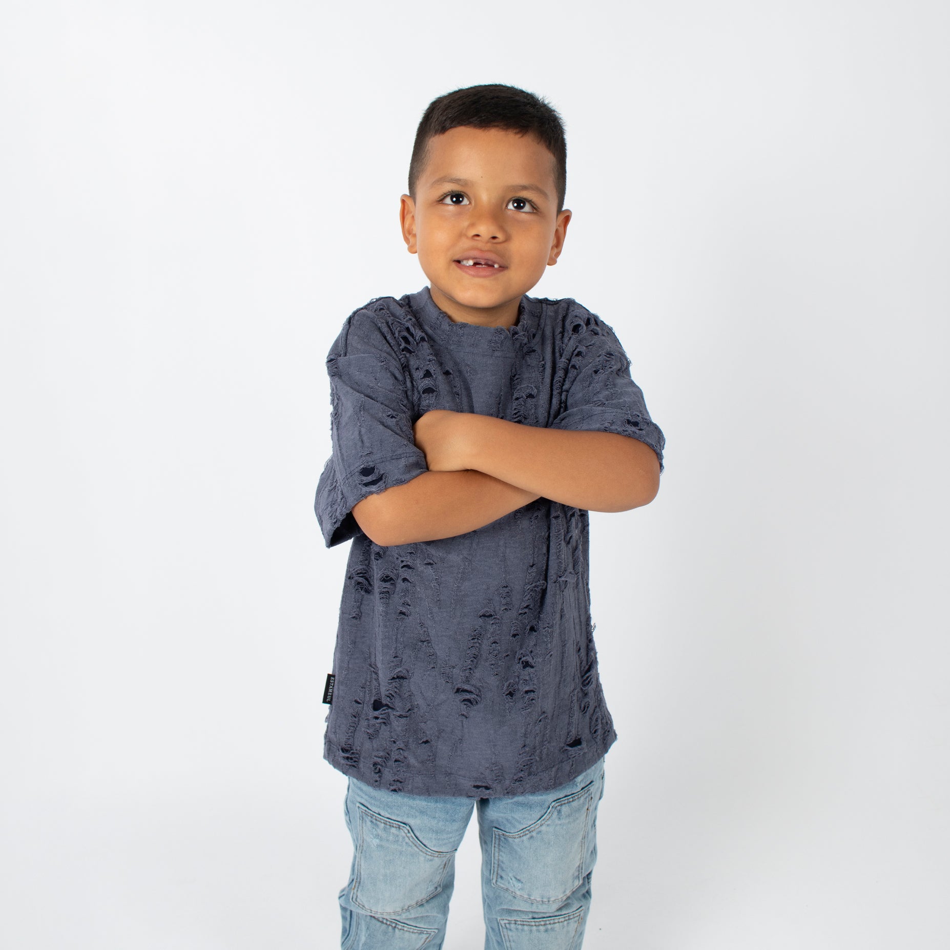 Oversize niño rotos morada