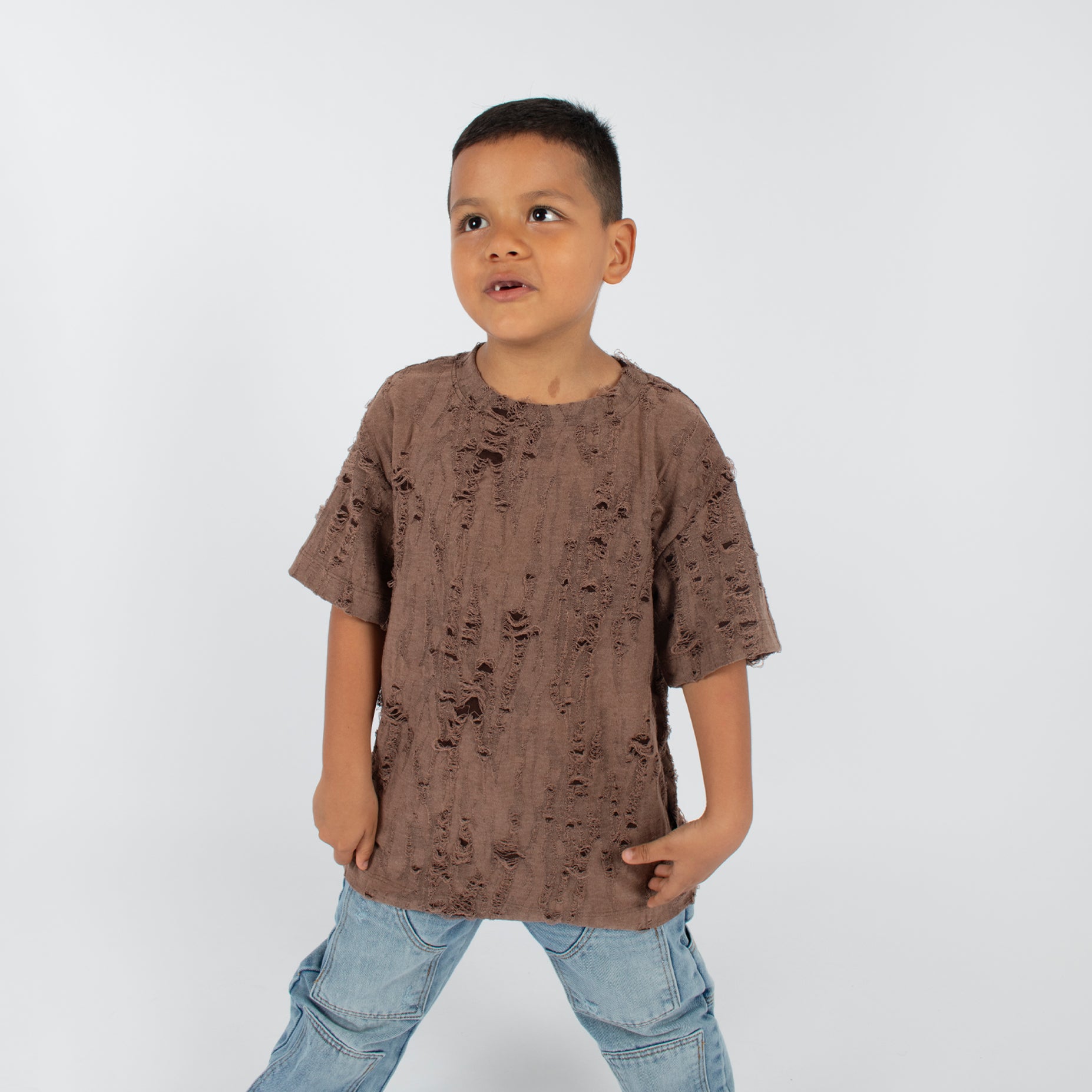 Oversize niño rotos cafe