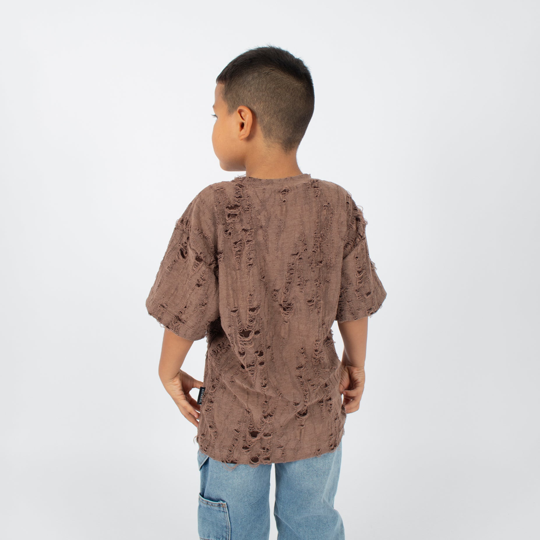 Oversize niño rotos cafe