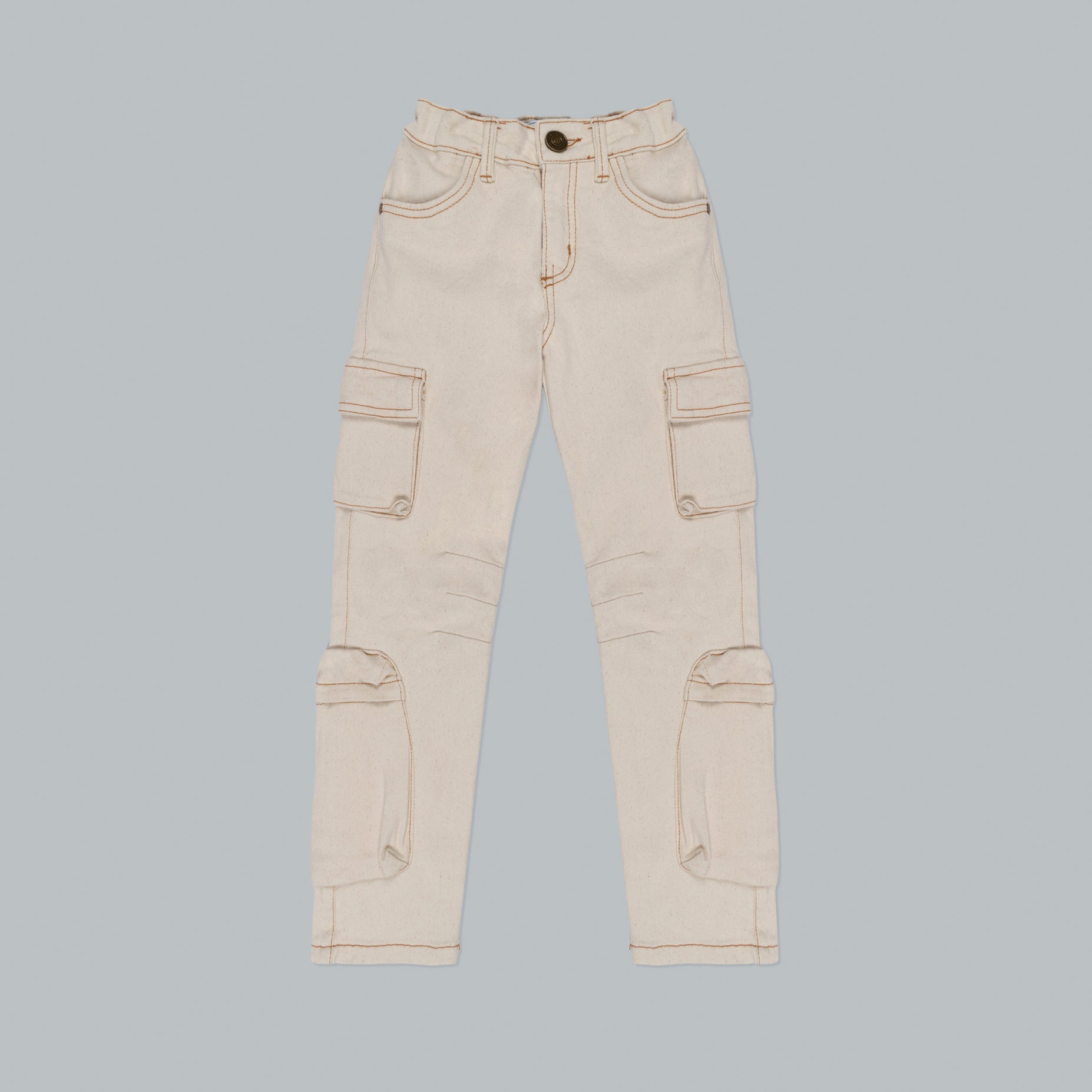 jean niño cargo beige