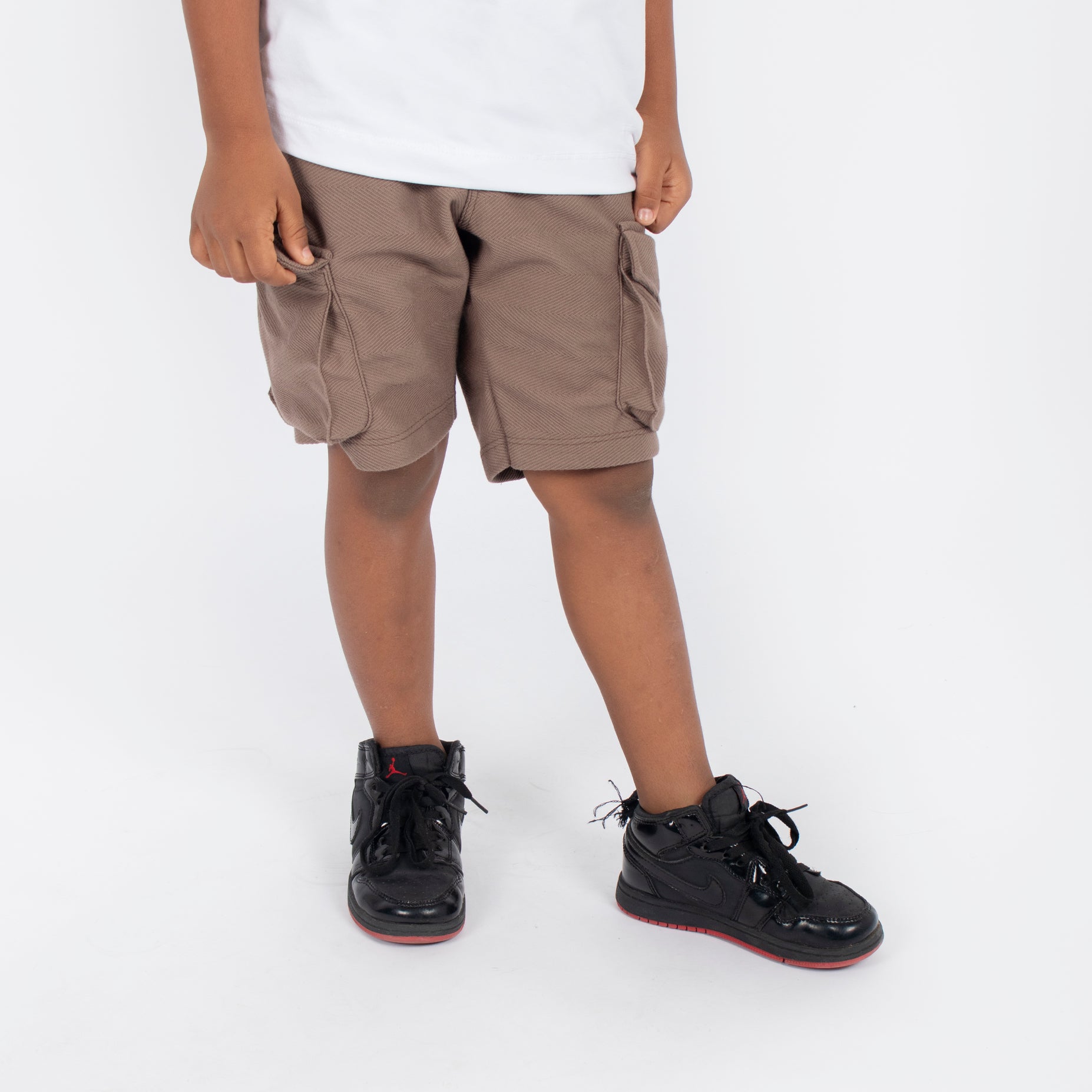 Pantaloneta niño cargo textura cafe