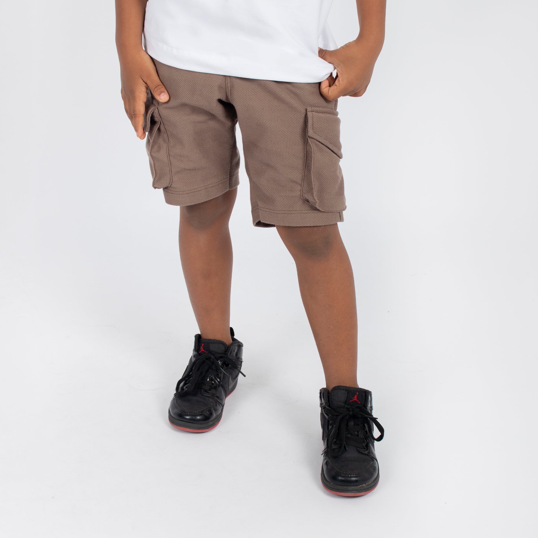 Pantaloneta niño cargo textura cafe