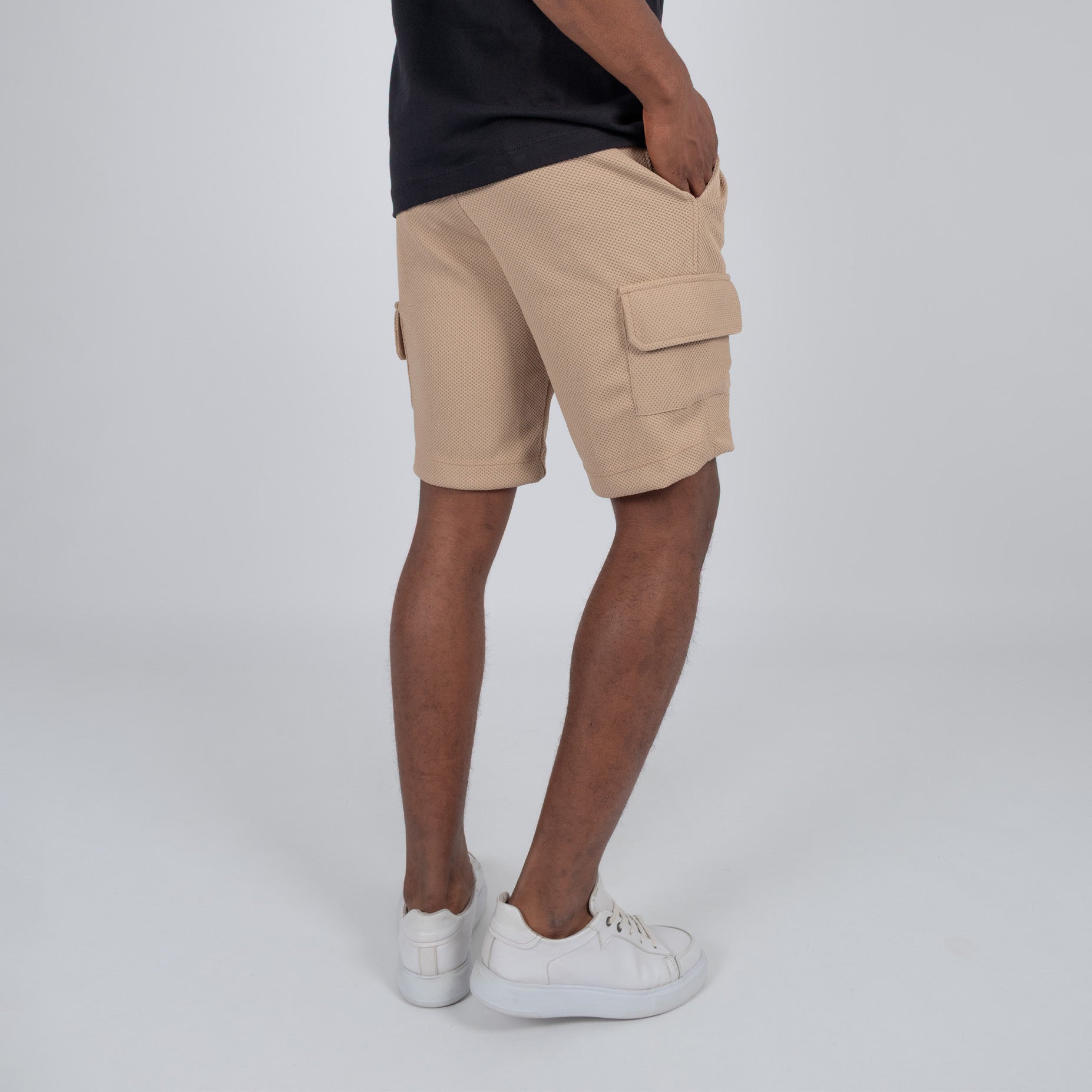 Pantaloneta hombre cargo textura camel