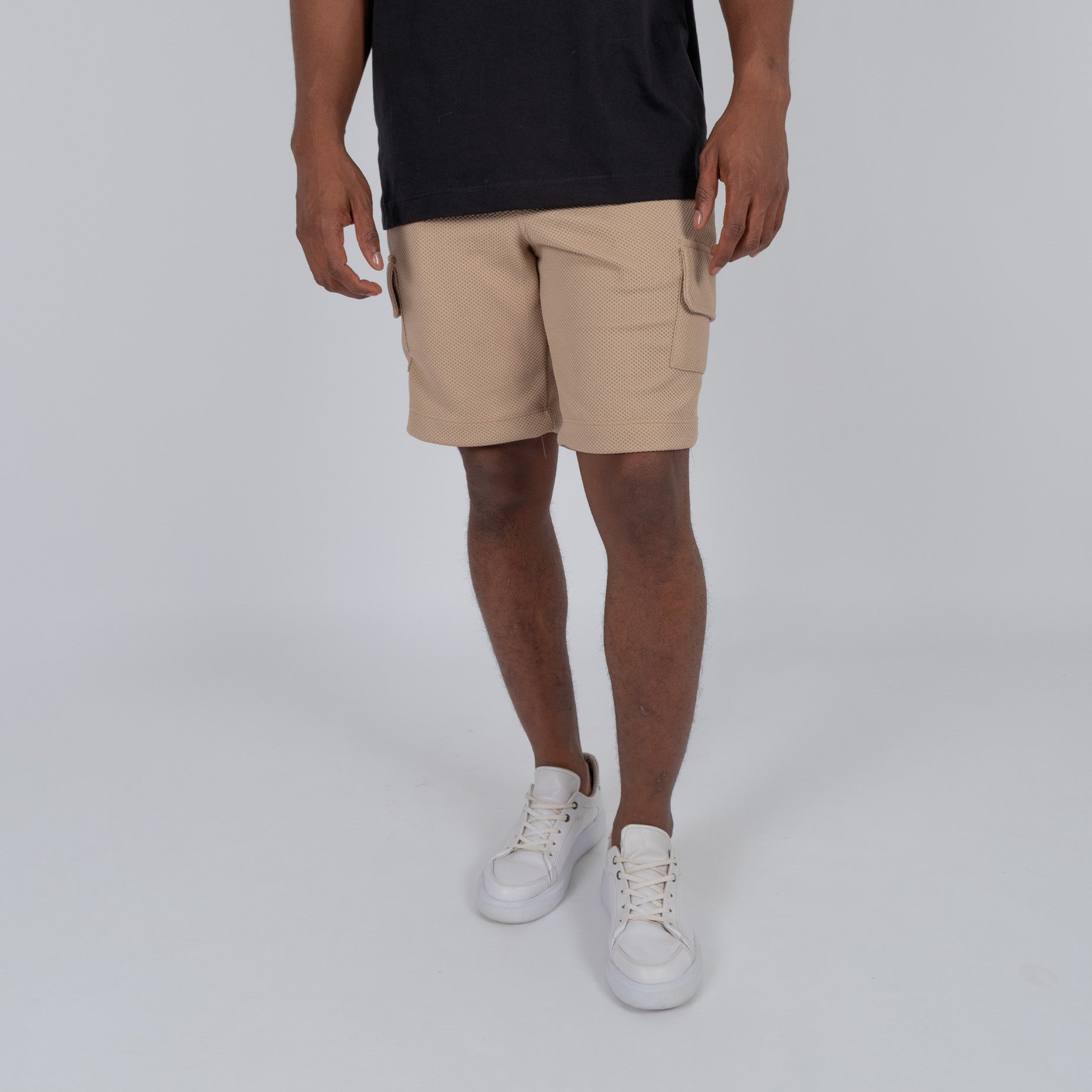 Pantaloneta hombre cargo textura camel