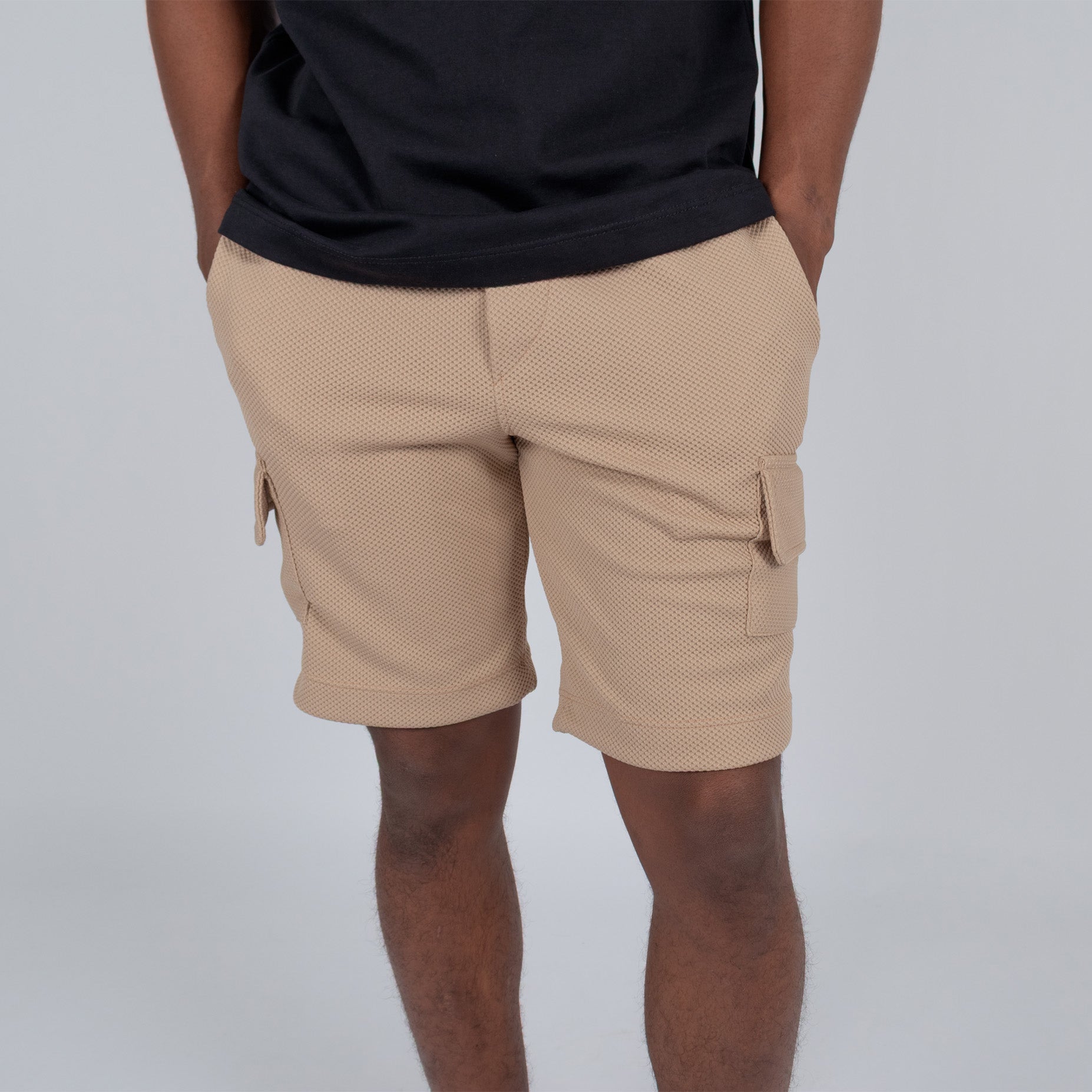 Pantaloneta hombre cargo textura camel