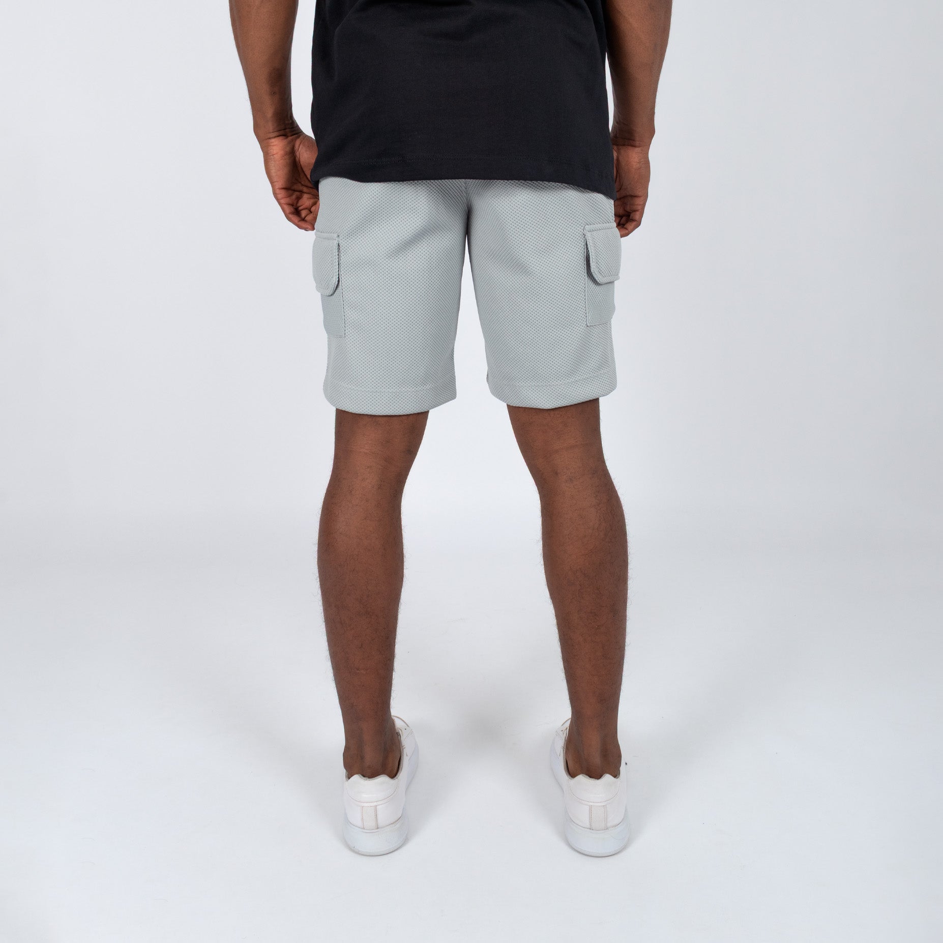 Pantaloneta hombre cargo textura gris