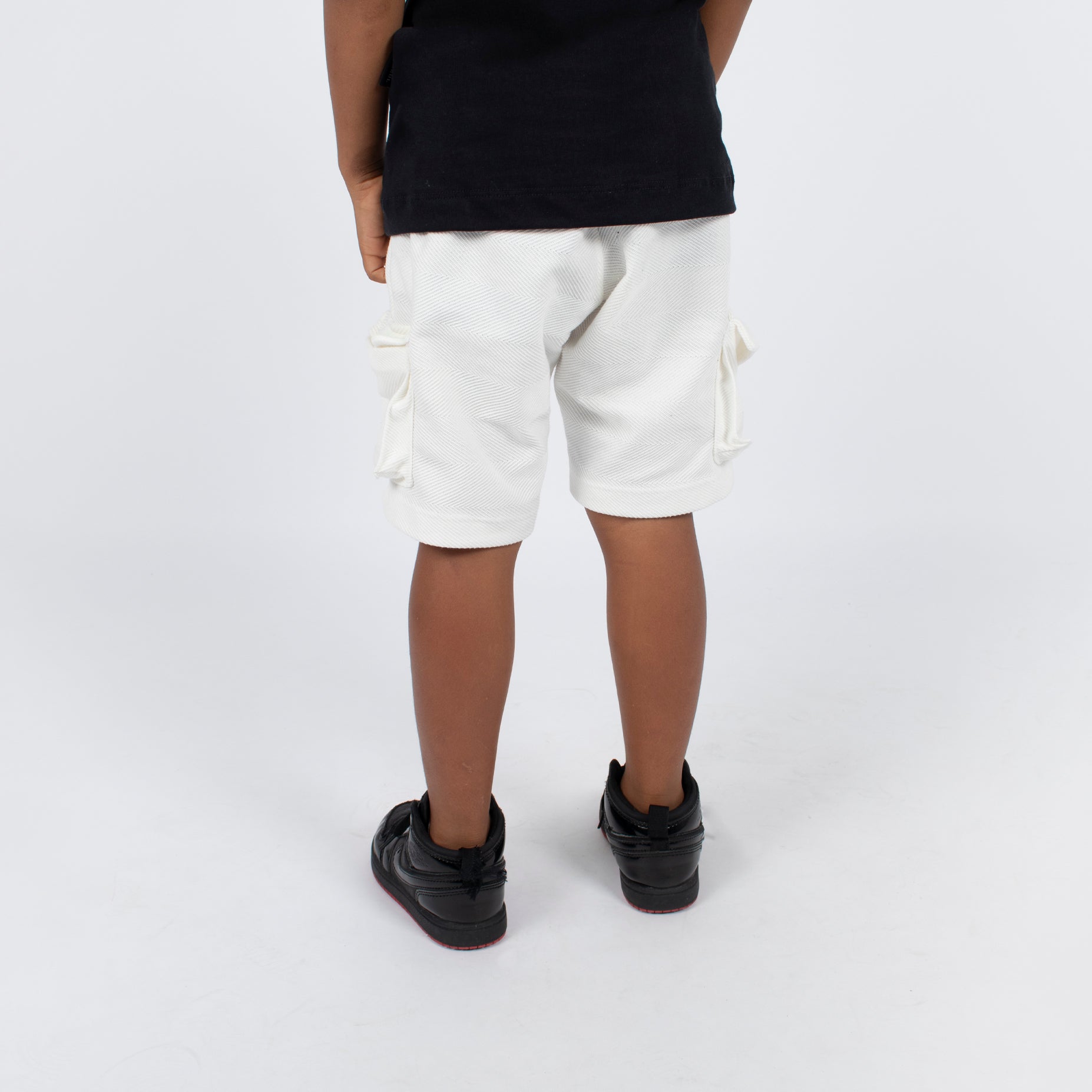 Pantaloneta niño cargo textura blanca