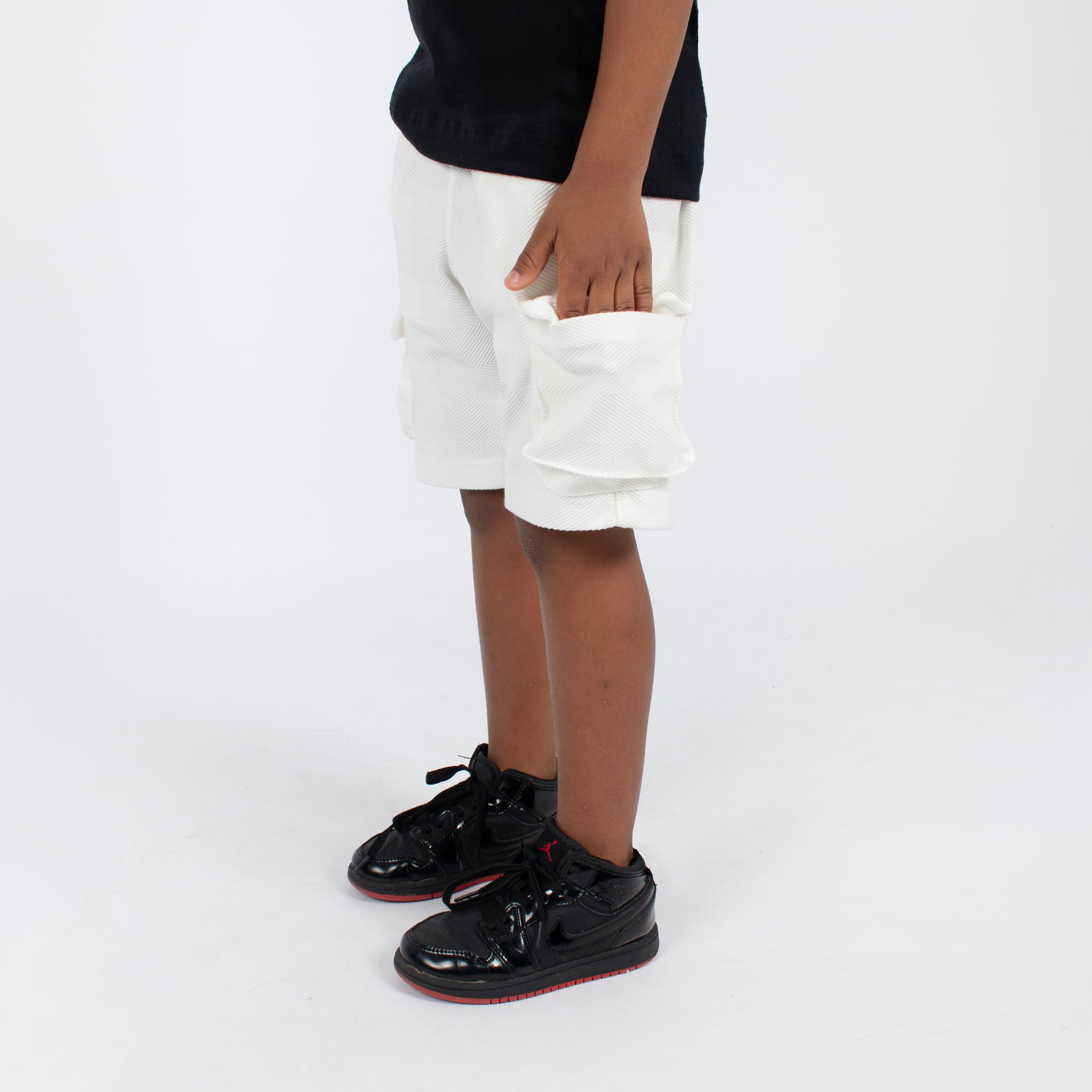 Pantaloneta niño cargo textura blanca