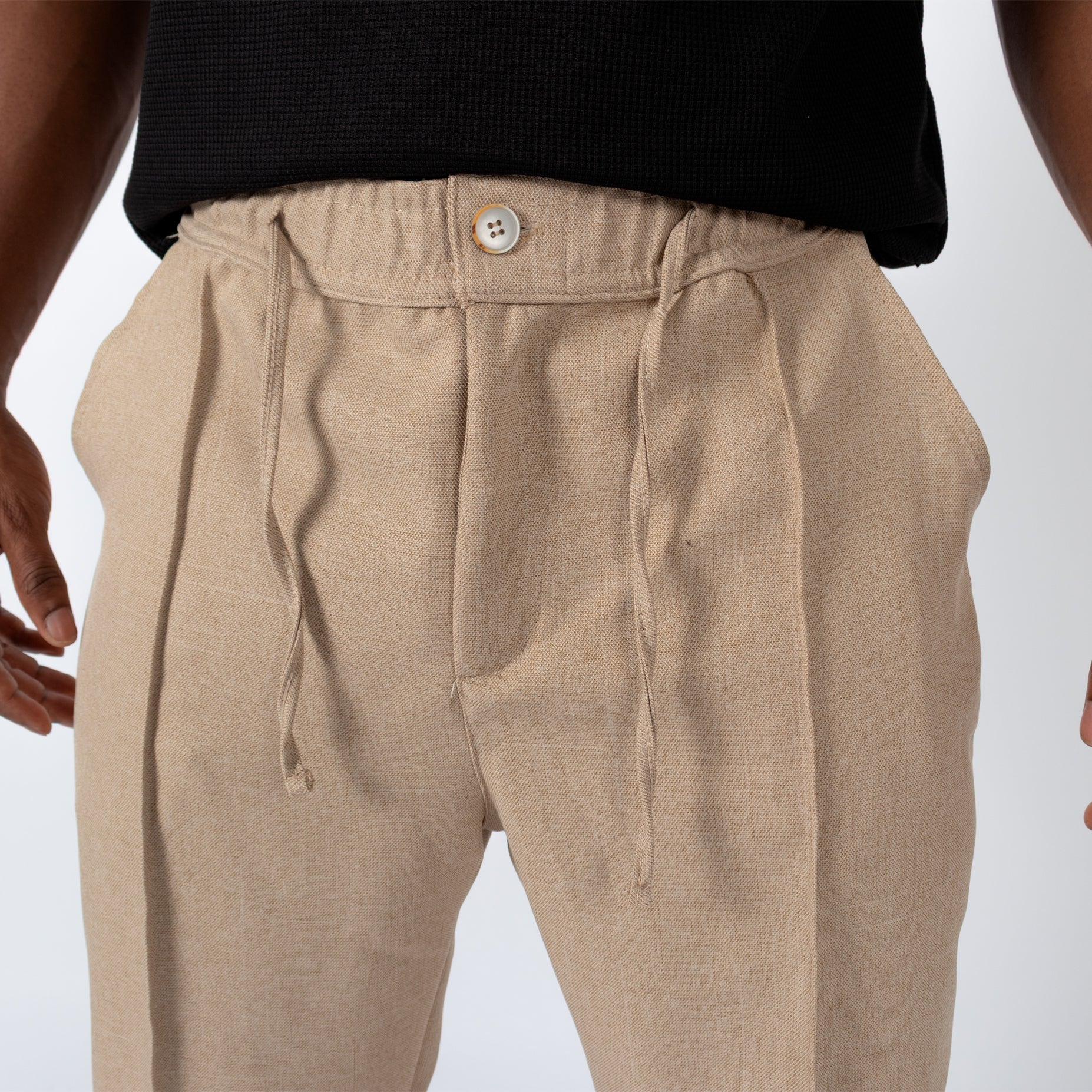 Pantalon hombre en lino taupe