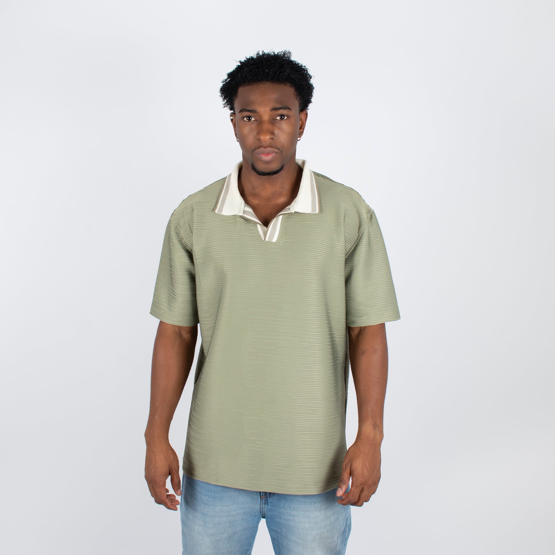 Polo hombre cuello alto verde