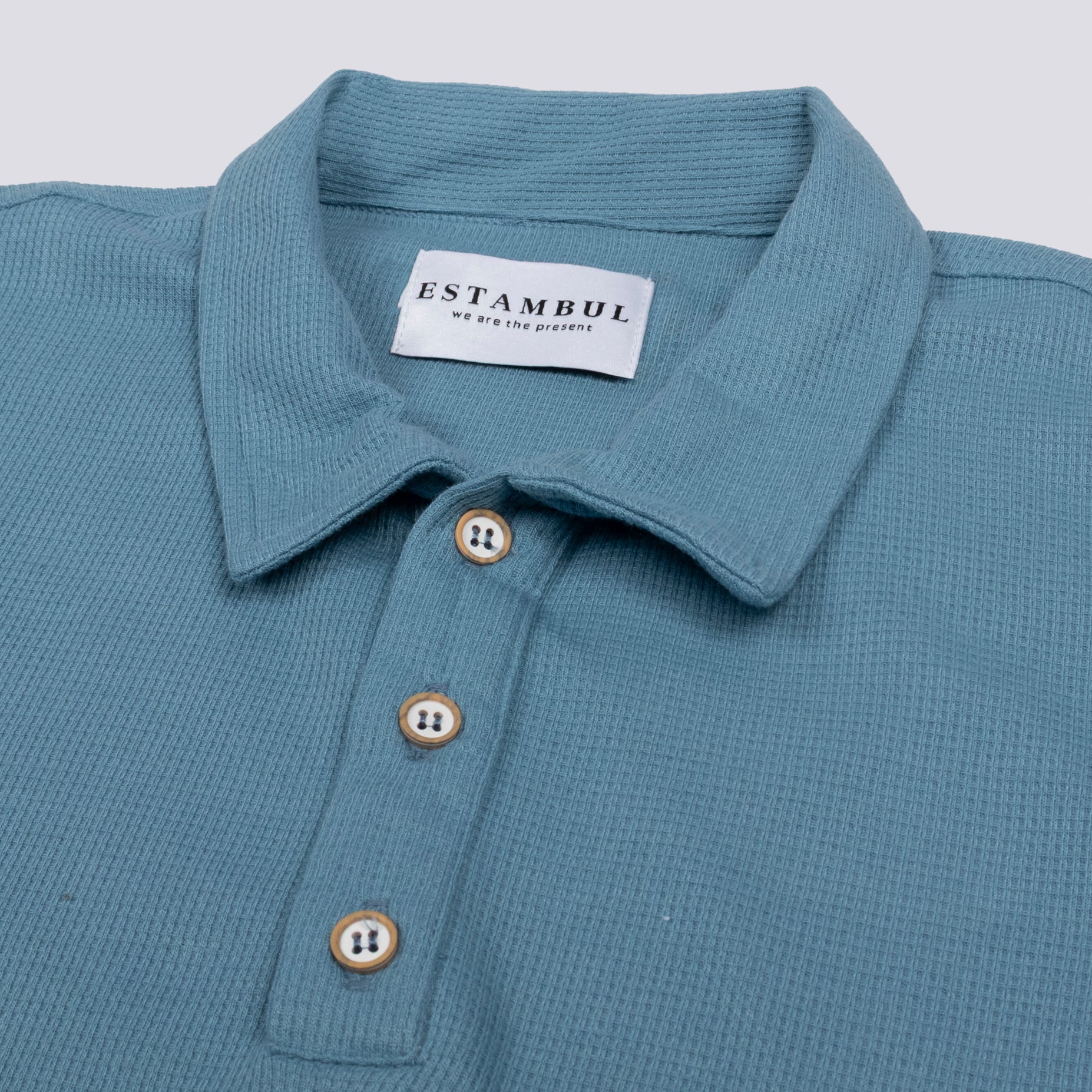 Polo hombre textura azul
