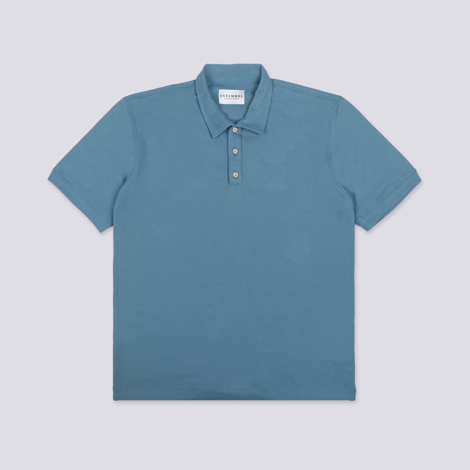 Polo hombre textura azul